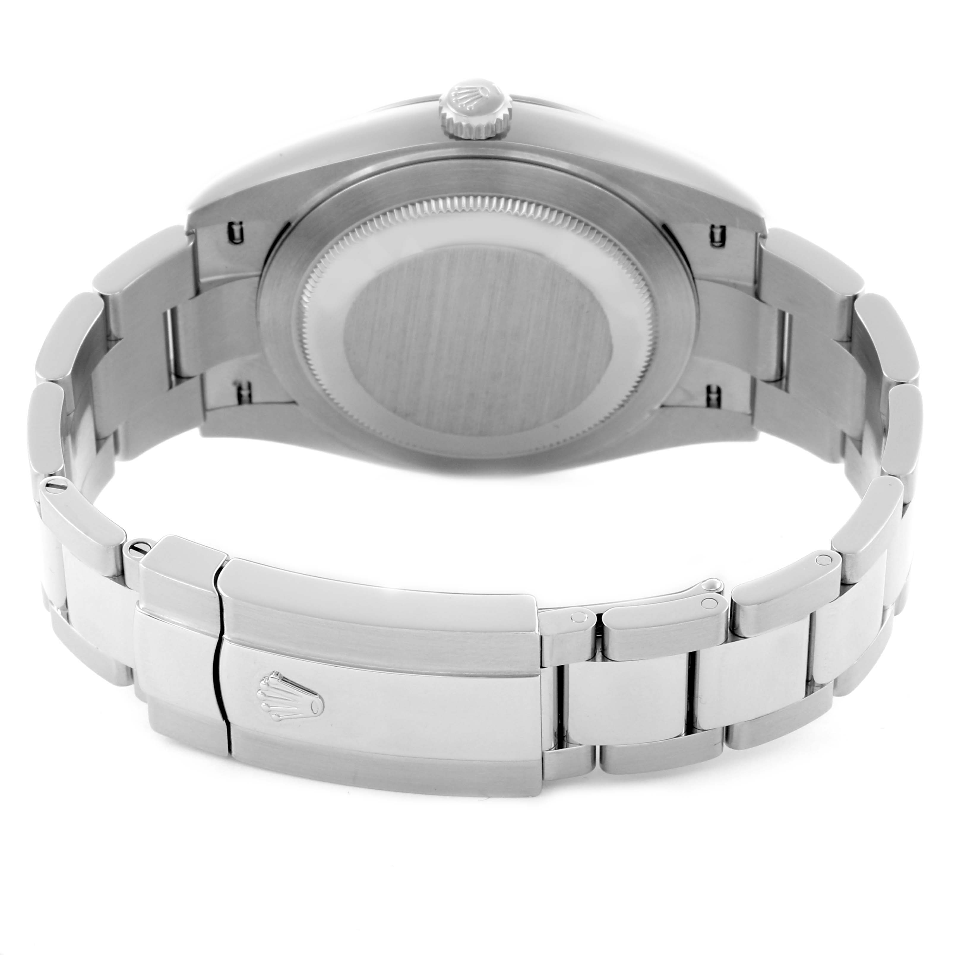 The image shows the back and clasp of the Rolex Datejust 41 126300 Men's Stainless Steel Blue Dial 126300 Men's Stainless Steel Blue Dial, highlighting the bracelet and case back from a rear angle.