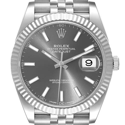 Photo of Rolex Datejust 41 Steel White Gold Slate Dial Mens Watch 126334