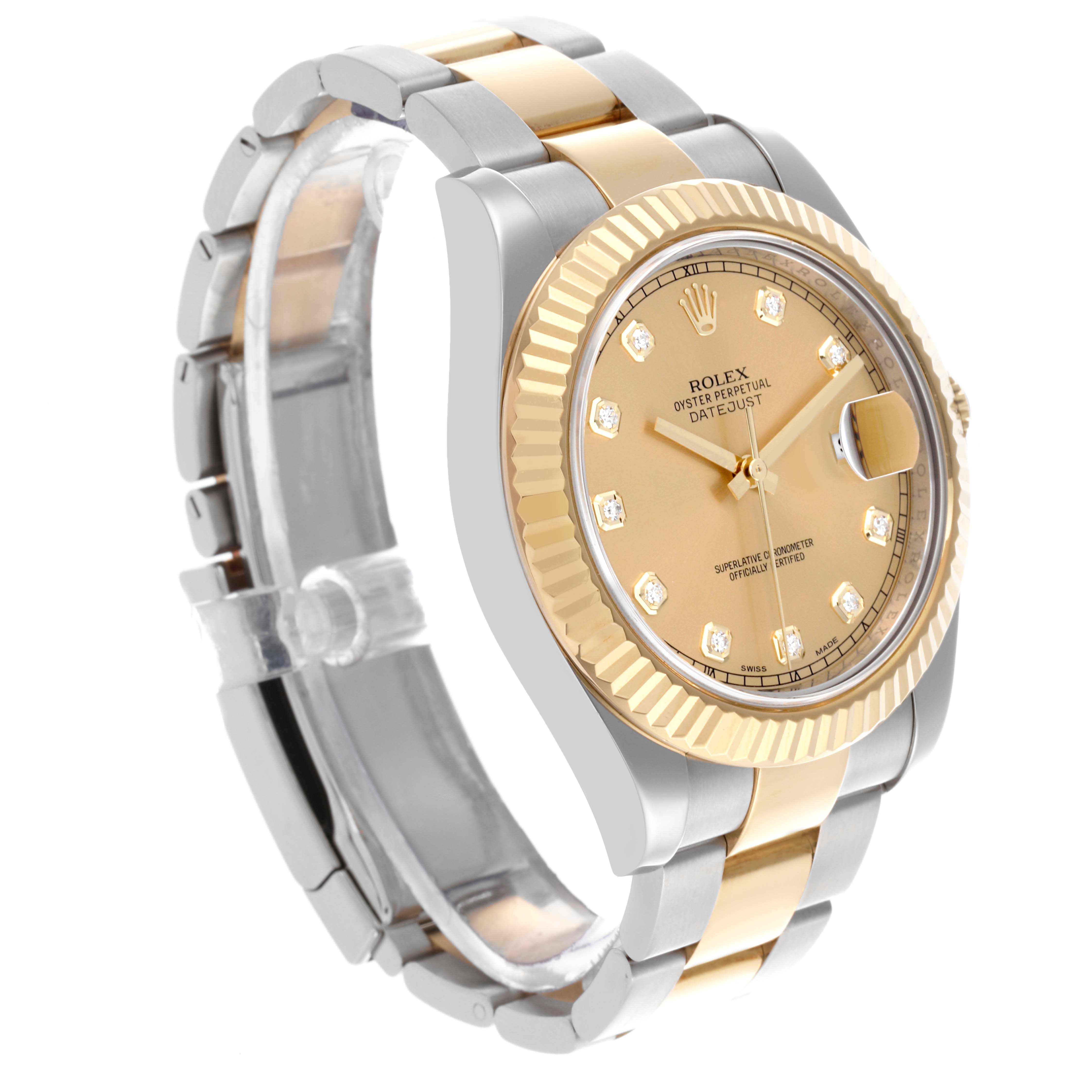 The Rolex Datejust 41 116333 Men's Steel and Gold (two tone) Champagne Dial 116333 Men's Steel and Gold (two tone) Champagne Dial is shown at a three-quarter angle displaying the face, bezel, and part of the bracelet.