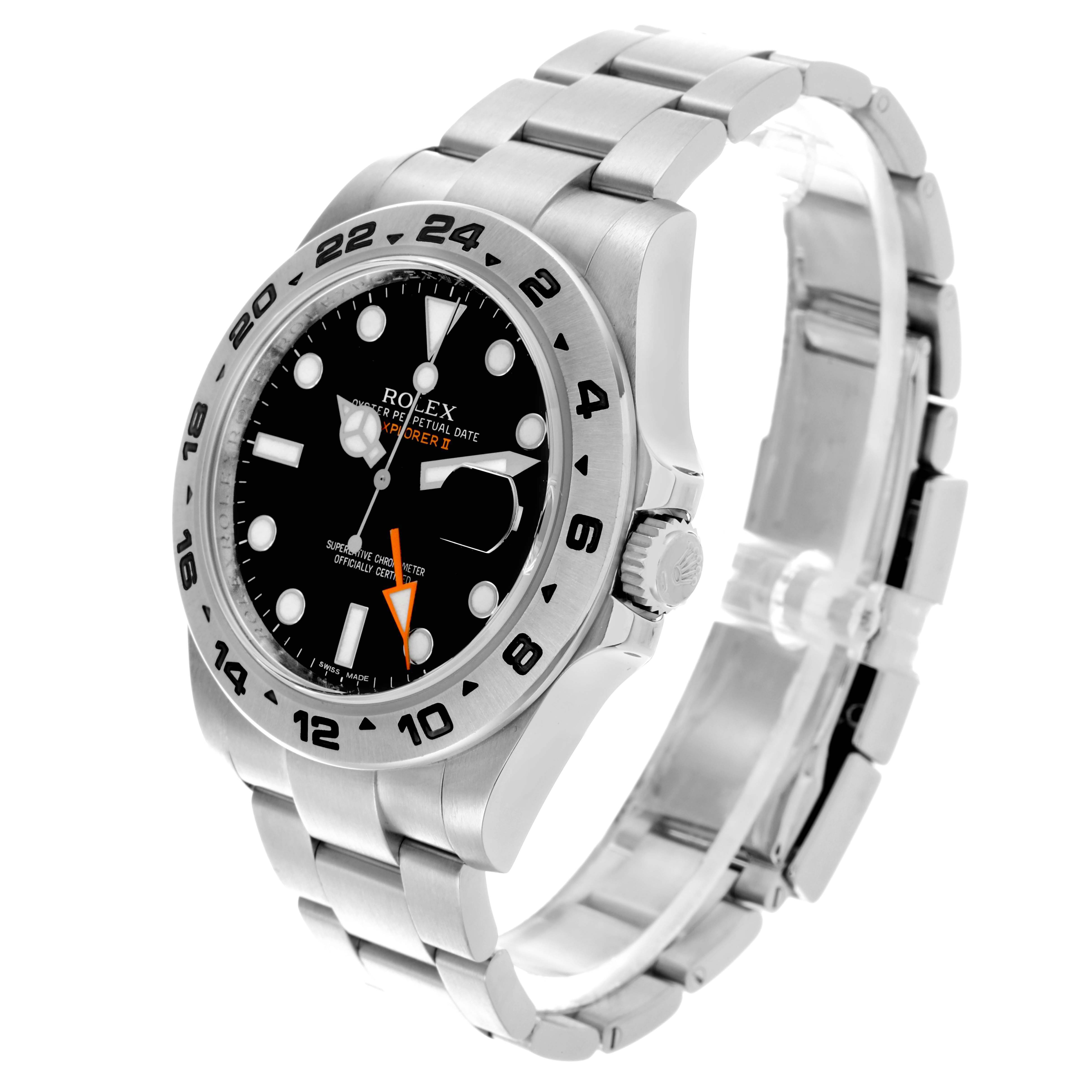 The Rolex Explorer 216570 Men's Stainless Steel Black Dial 216570 Men's Stainless Steel Black Dial watch is shown at a slight side angle, displaying the face, bezel, crown, and bracelet.