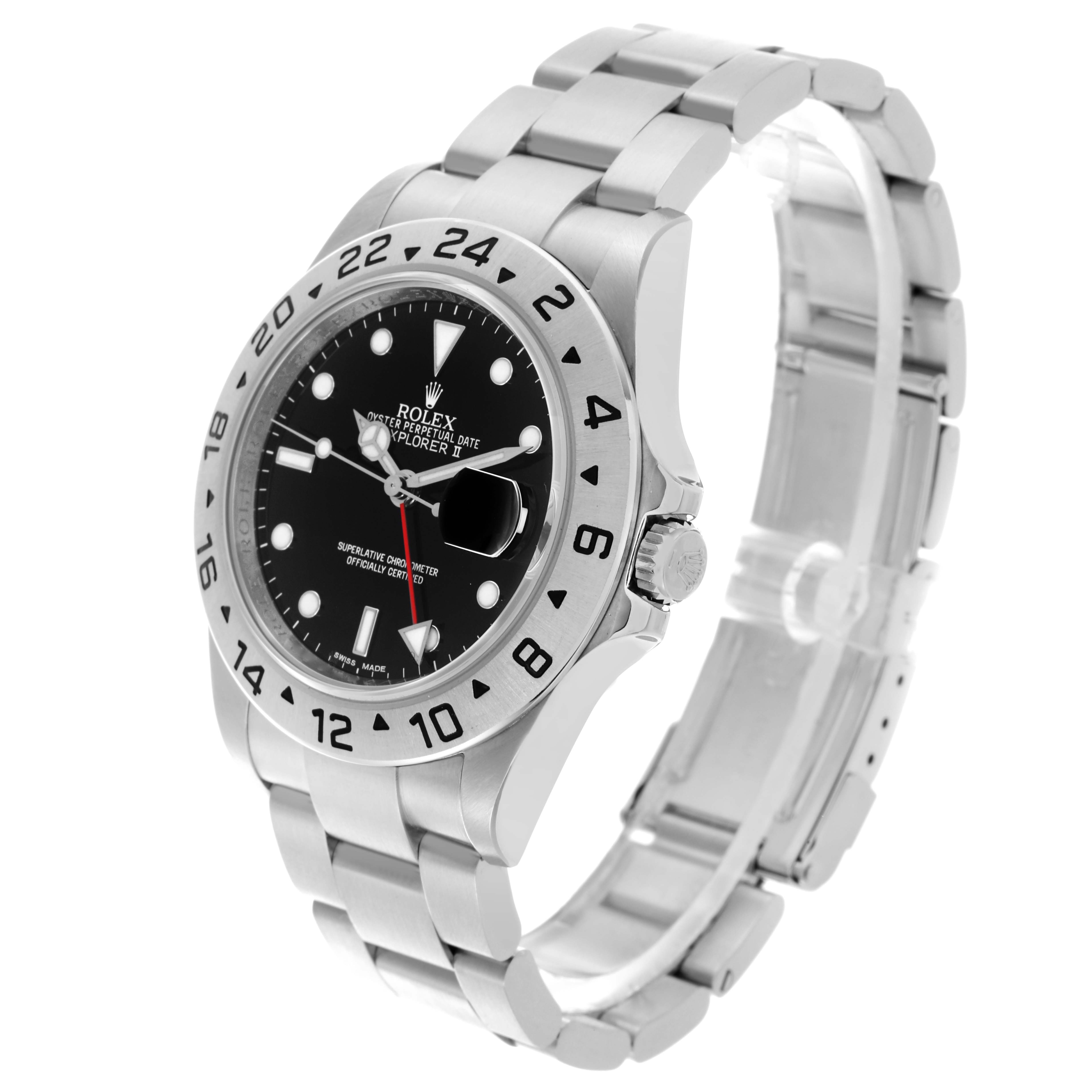 The Rolex Explorer 16570T Men's Stainless Steel Black Dial 16570T Men's Stainless Steel Black Dial model is shown at a three-quarter angle, highlighting the face, bezel, crown, and bracelet.