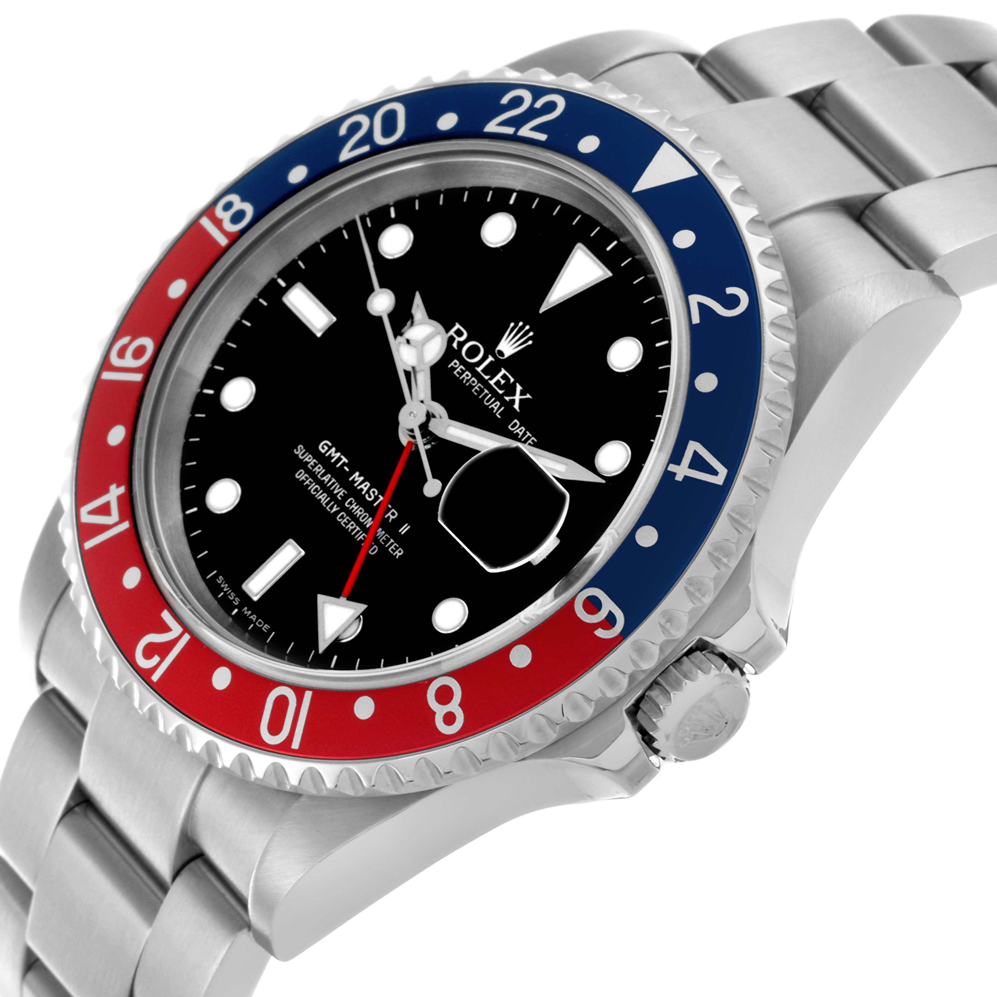 The Rolex GMT-Master 16710T Men
s Stainless Steel Black Dial 16710T Men
s Stainless Steel Black Dial watch is shown at a slight angle, highlighting the bezel, crown, dial, and part of the bracelet.