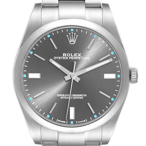 Photo of Rolex Oyster Perpetual 39 Rhodium Dial Steel Mens Watch 114300