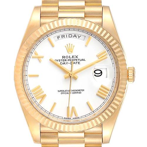 Photo of Rolex President Day-Date 40 Yellow Gold White Dial Mens Watch 228238 Box Card