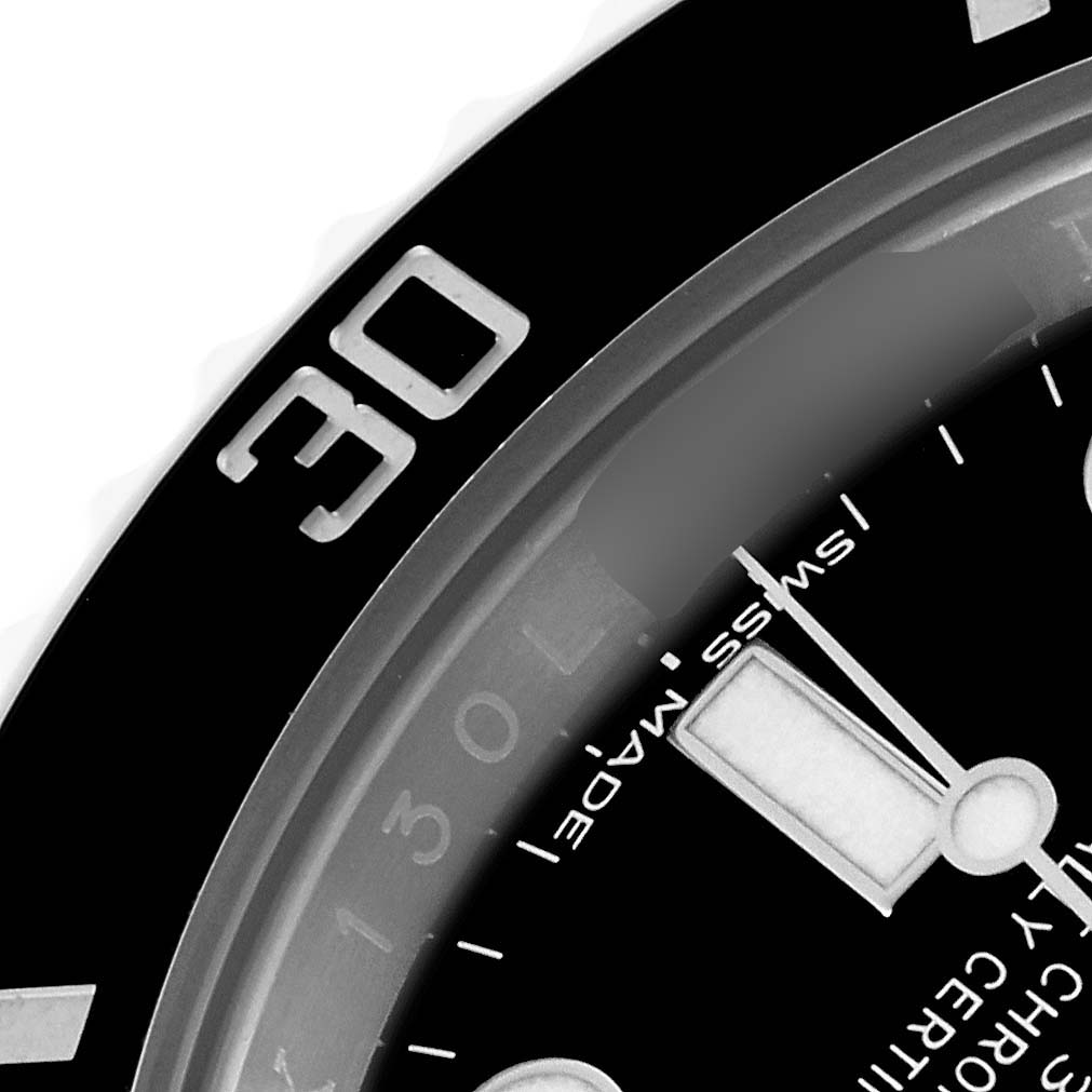 The image shows a close-up of the bezel and dial of a Rolex Submariner 116610LN Men's Stainless Steel Black Dial 116610LN Men's Stainless Steel Black Dial watch, highlighting the "30" marker and part of the hand.