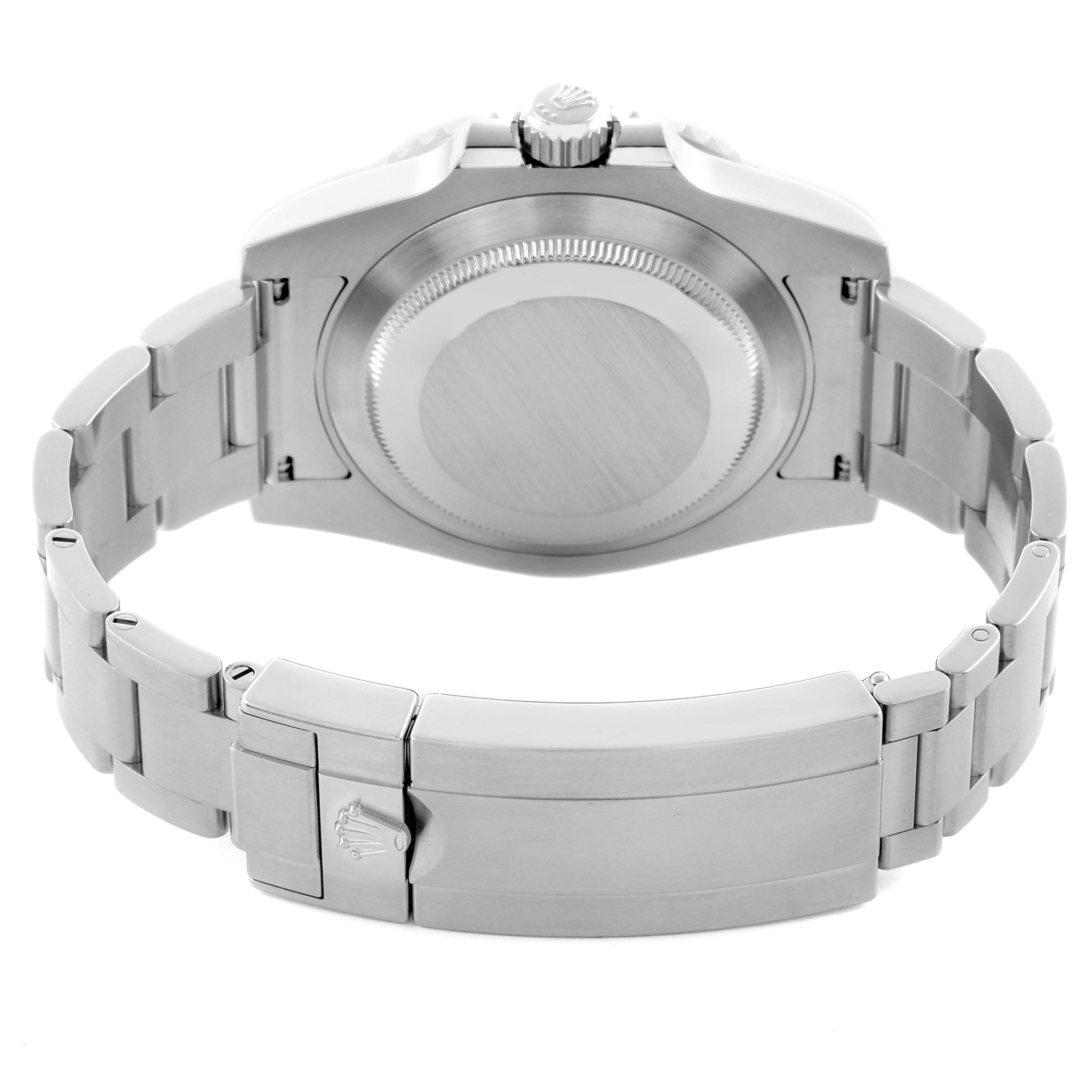 The image shows the back view of a Rolex Submariner 116610LN Men's Stainless Steel Black Dial 116610LN Men's Stainless Steel Black Dial, highlighting the case back, crown, and part of the bracelet with the clasp.