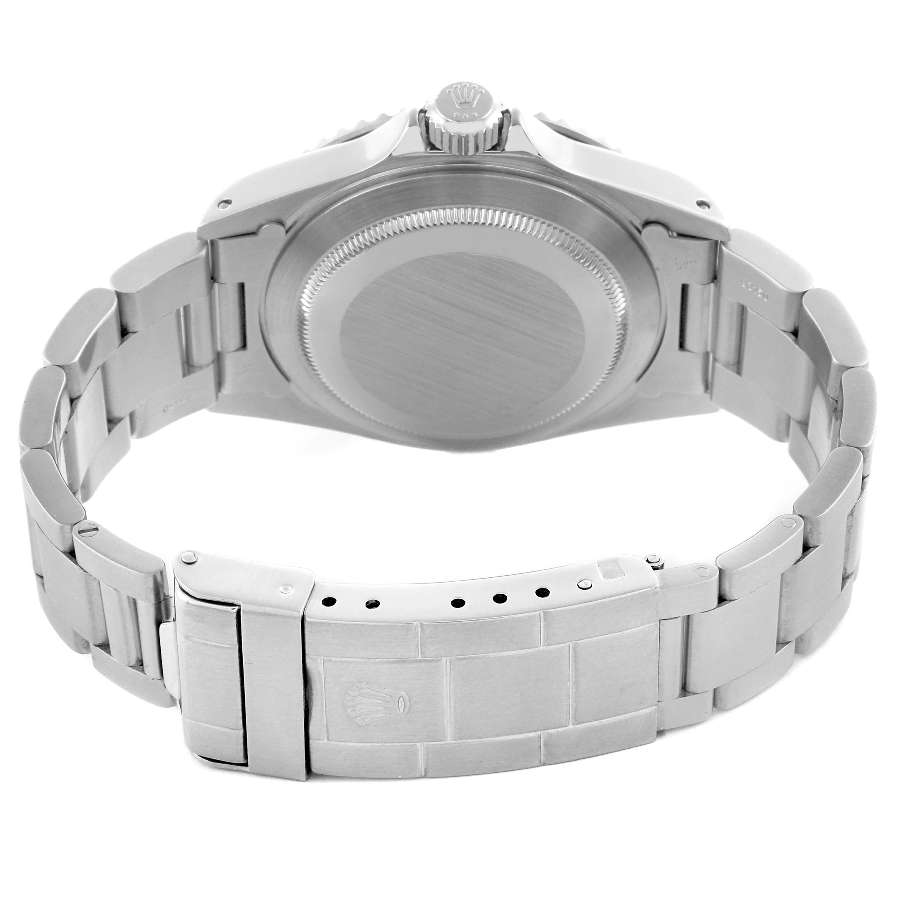 The image shows the back case and bracelet of a Rolex Submariner 14060M Men's Stainless Steel Black Dial 14060M Men's Stainless Steel Black Dial watch at a slight angle.