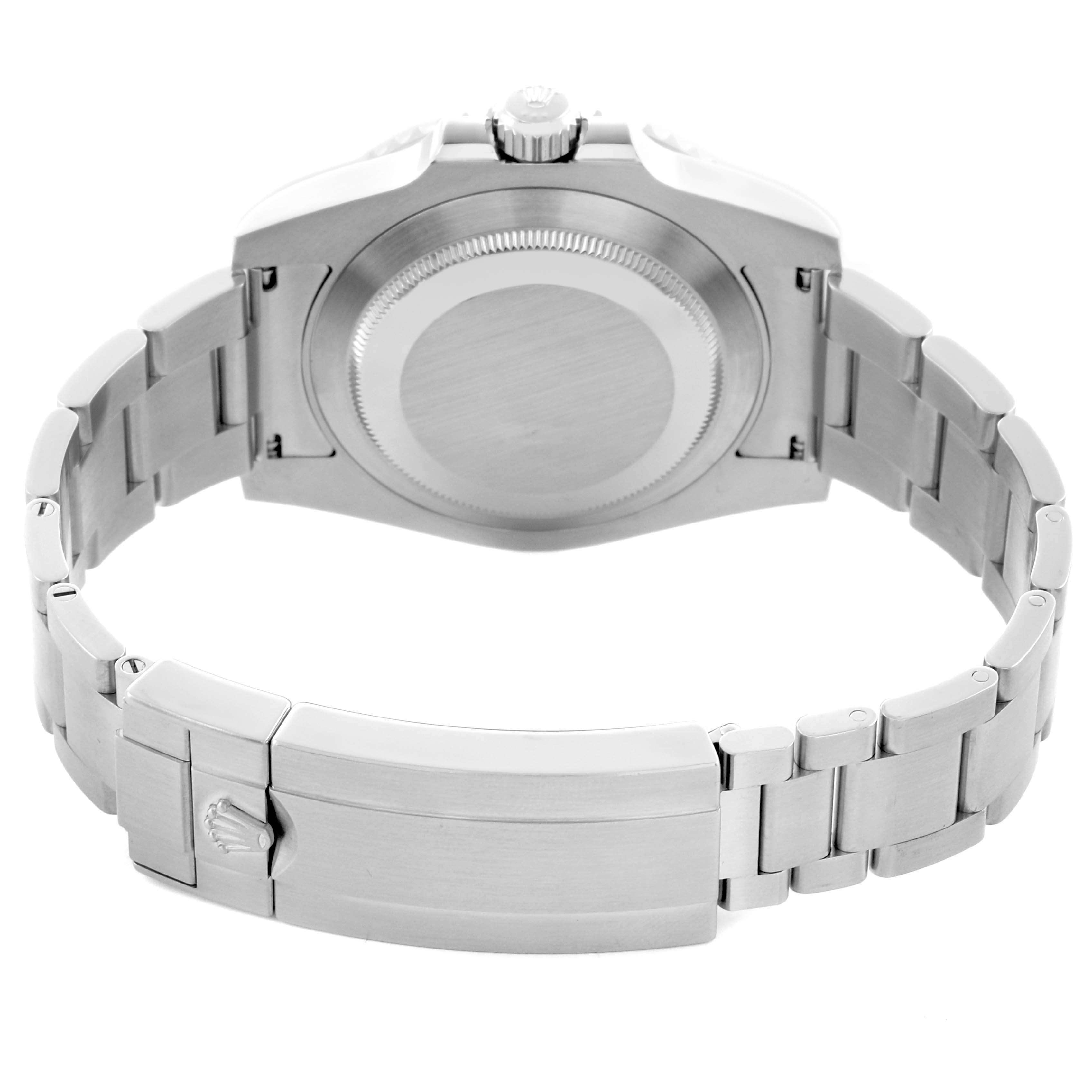 The image shows the back and bracelet of a Rolex Submariner 114060 Men's Stainless Steel Black Dial 114060 Men's Stainless Steel Black Dial watch from a rear angle.