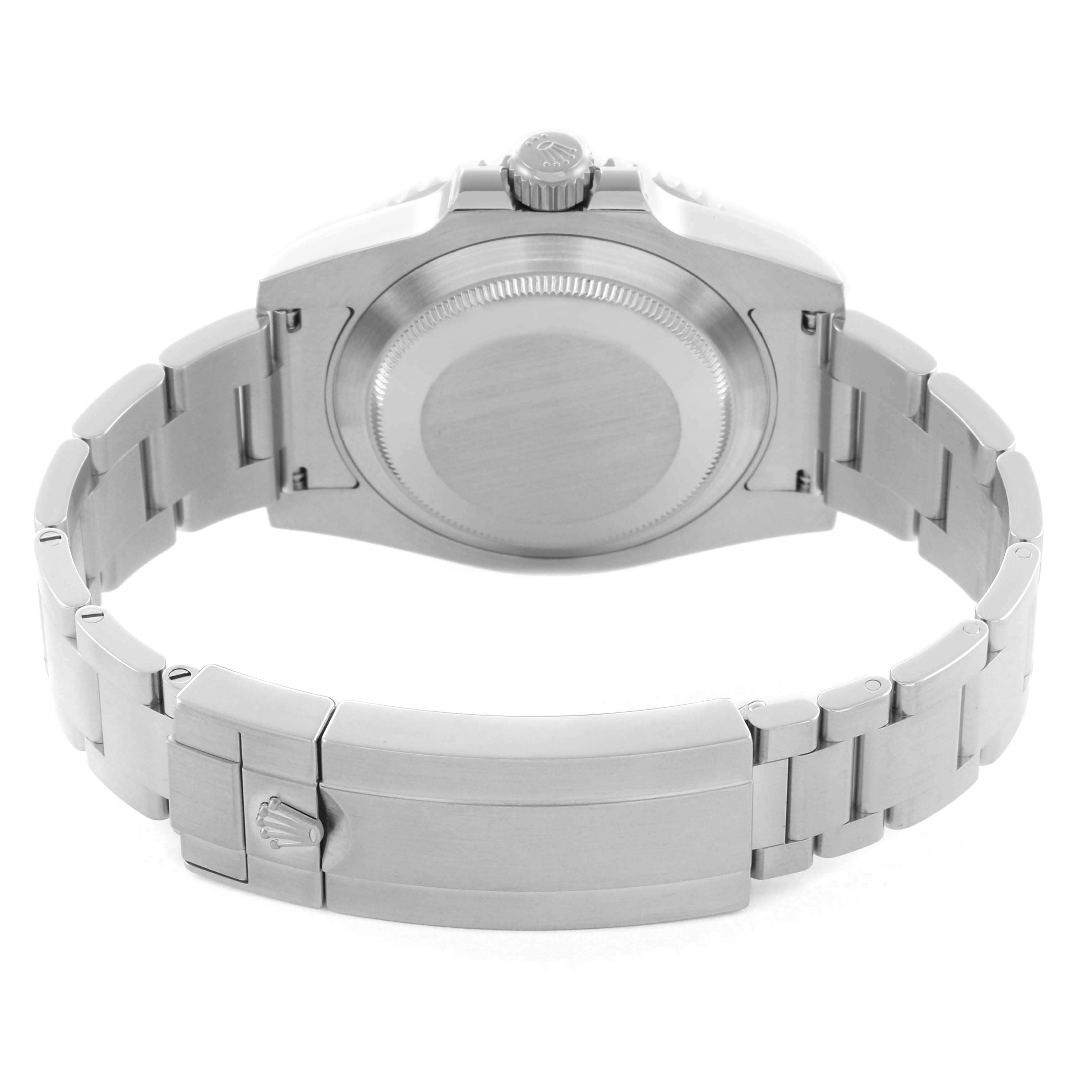 The image shows the back and bracelet of the Rolex Submariner 114060 Men's Stainless Steel Black Dial 114060 Men's Stainless Steel Black Dial, highlighting the clasp and caseback.