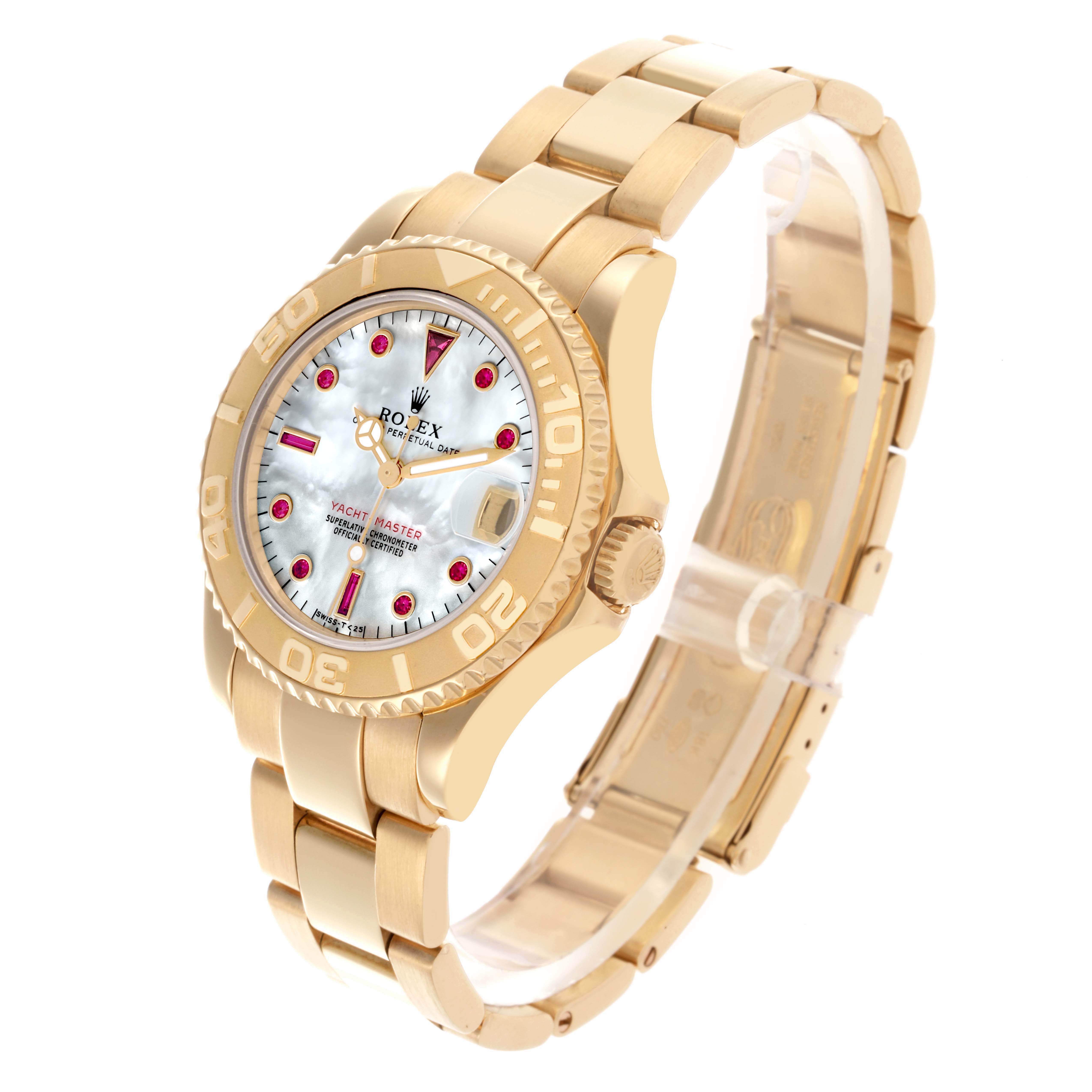 The Rolex Mid-Size watch is shown at a three-quarter angle, highlighting the dial, bezel, and bracelet.