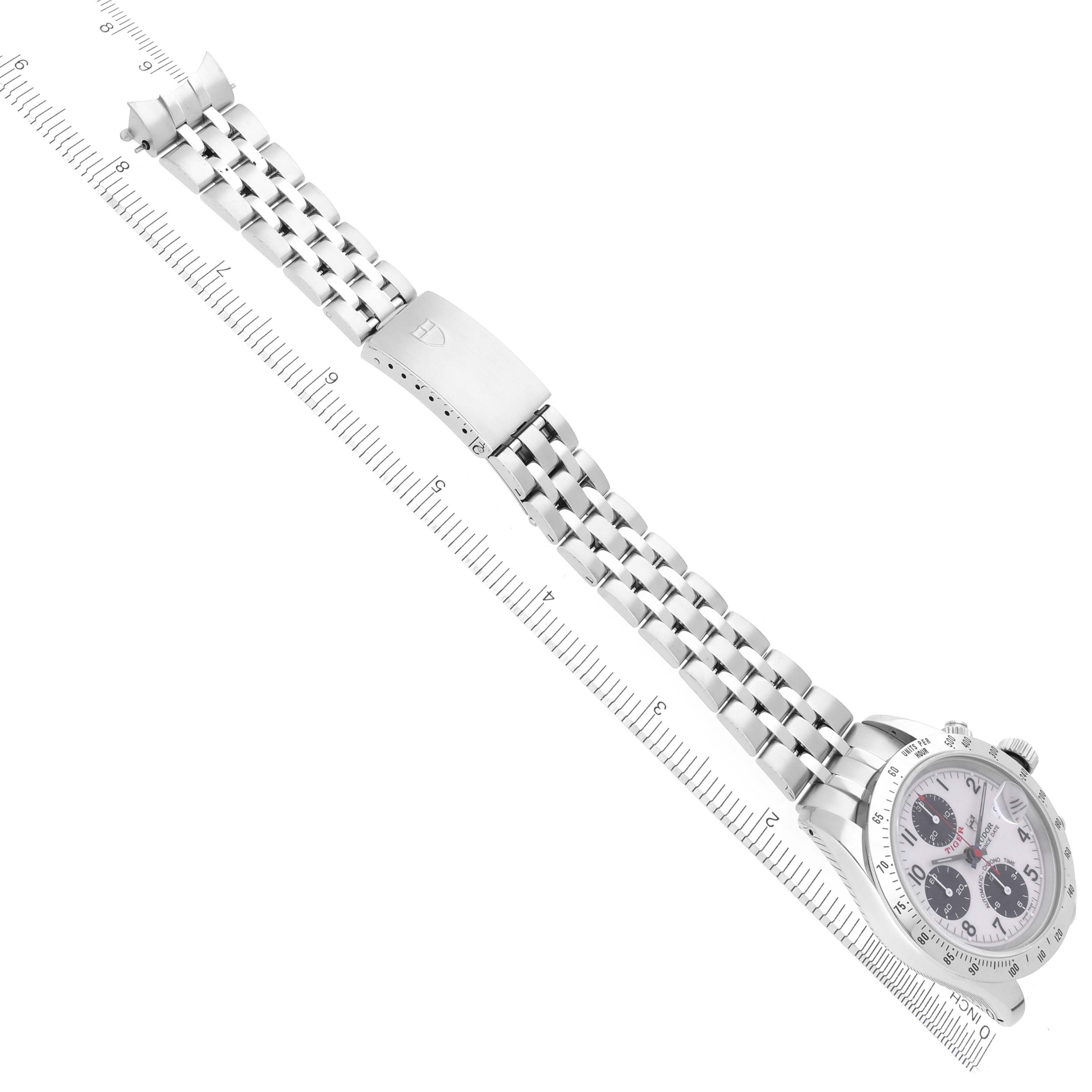 The Tudor Prince watch is shown diagonally with its face, bracelet, and clasp visible.