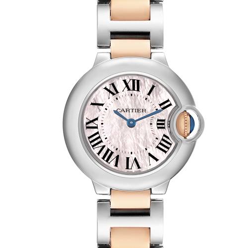 Photo of Cartier Ballon Bleu 28 Pink MOP Dial Steel Rose Gold Ladies Watch W6920034