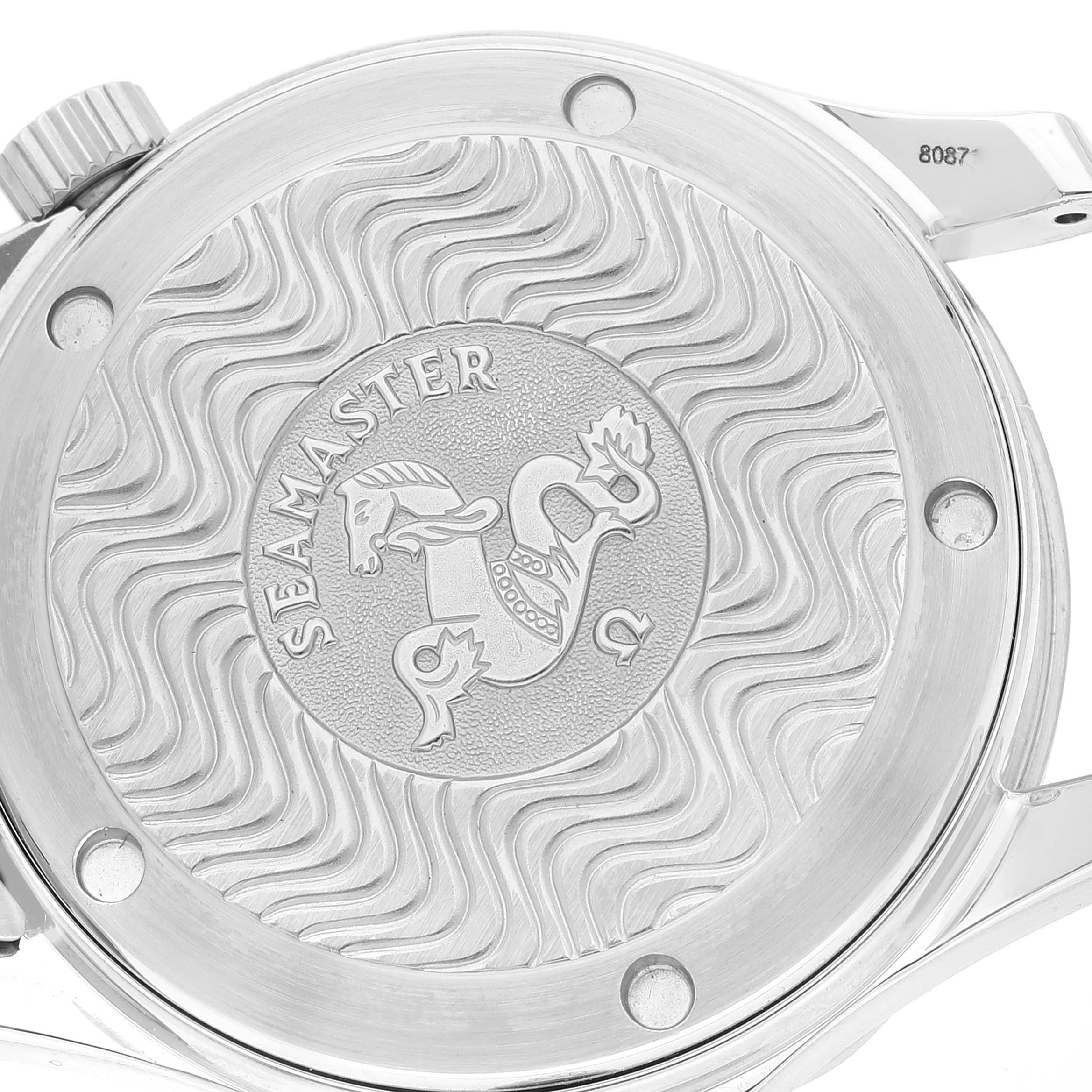 The image shows the case back of an Omega Seamaster 2453.50.00 Men's Steel and Gold (two tone) Black Dial 2453.50.00 Men's Steel and Gold (two tone) Black Dial watch, featuring the engraved logo.