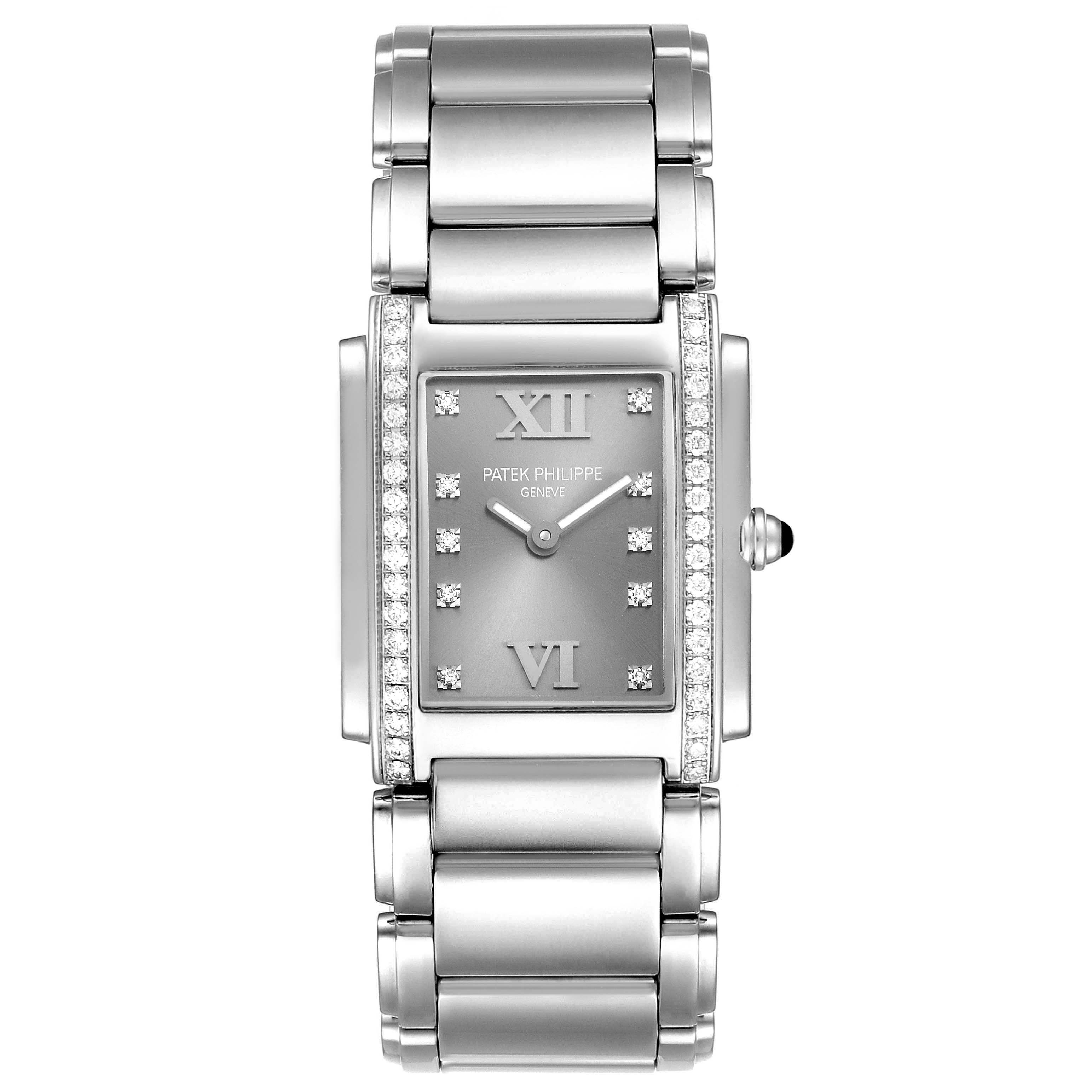 Patek Philippe Twenty-4 Grey Diamond Dial Steel Ladies Watch 4910 ...