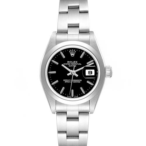 Photo of Rolex Date Black Dial Oyster Bracelet Steel Ladies Watch 79160