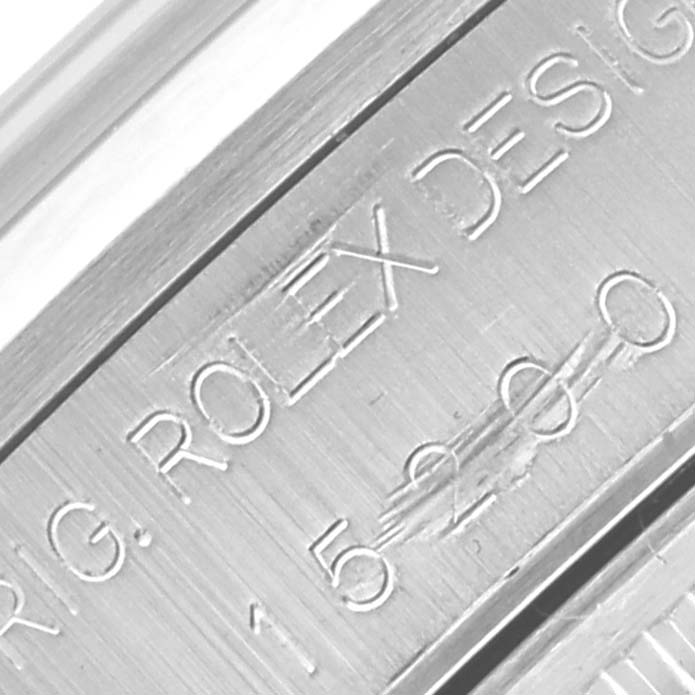 The image shows a close-up of the engraved model number on the case of a Rolex Date 15200 Men's Stainless Steel Pink Dial 15200 Men's Stainless Steel Pink Dial watch.