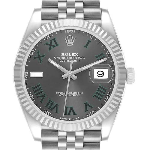 Photo of Rolex Datejust 41 Wimbledon Dial Steel White Gold Mens Watch 126334 Box Card