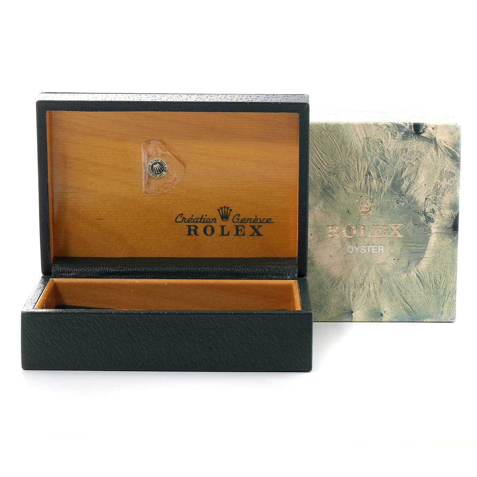 The image shows an open Rolex Datejust 16233 Men
s Steel and Gold (two tone) Champagne Dial 16233 Men
s Steel and Gold (two tone) Champagne Dial box with the lid displaying the brand logo and text.