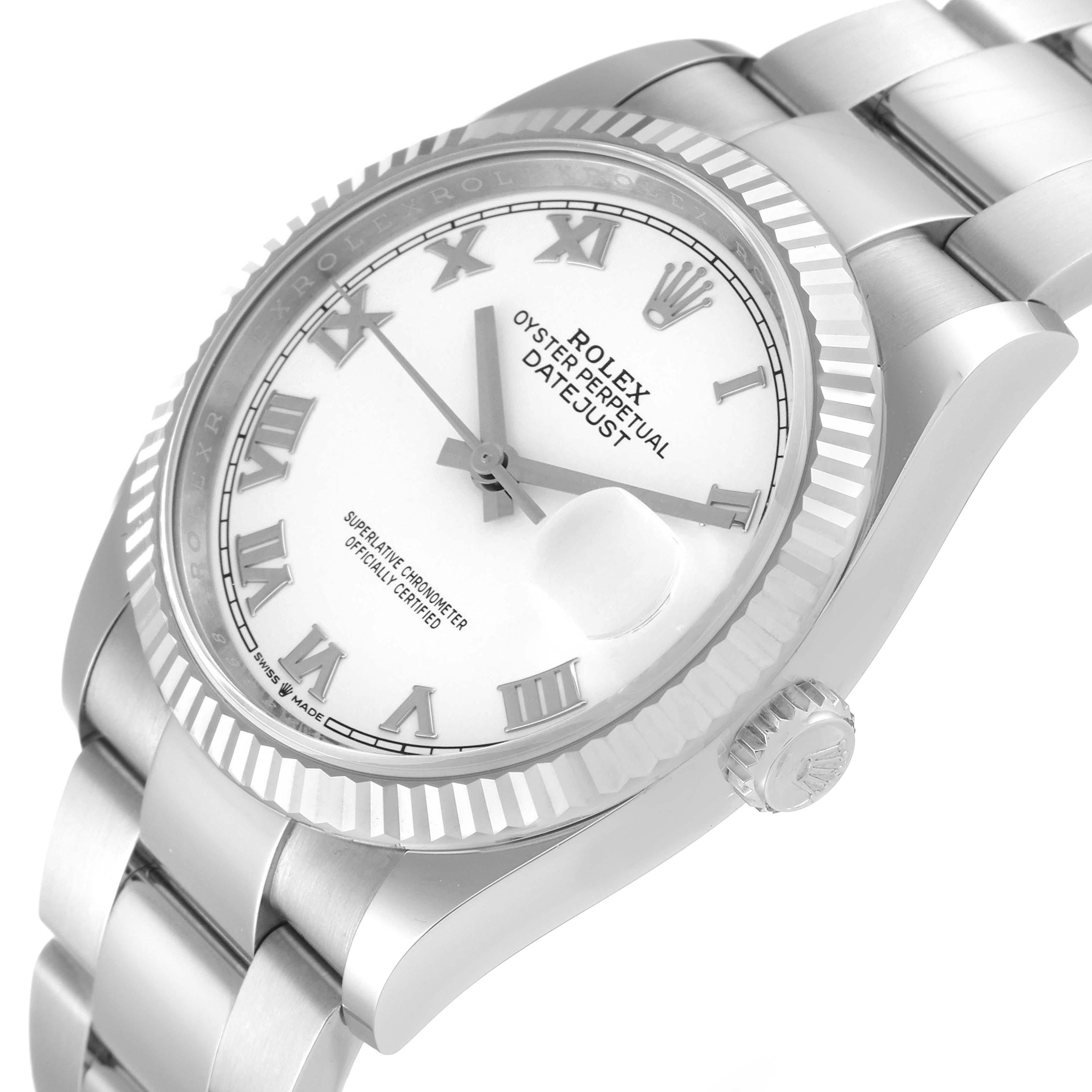 Rolex Datejust Steel White Gold Silver Dial Mens Watch 126234 Box Card ...