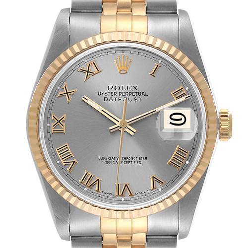 Photo of Rolex Datejust Steel Yellow Gold Slate Dial Mens Watch 16233