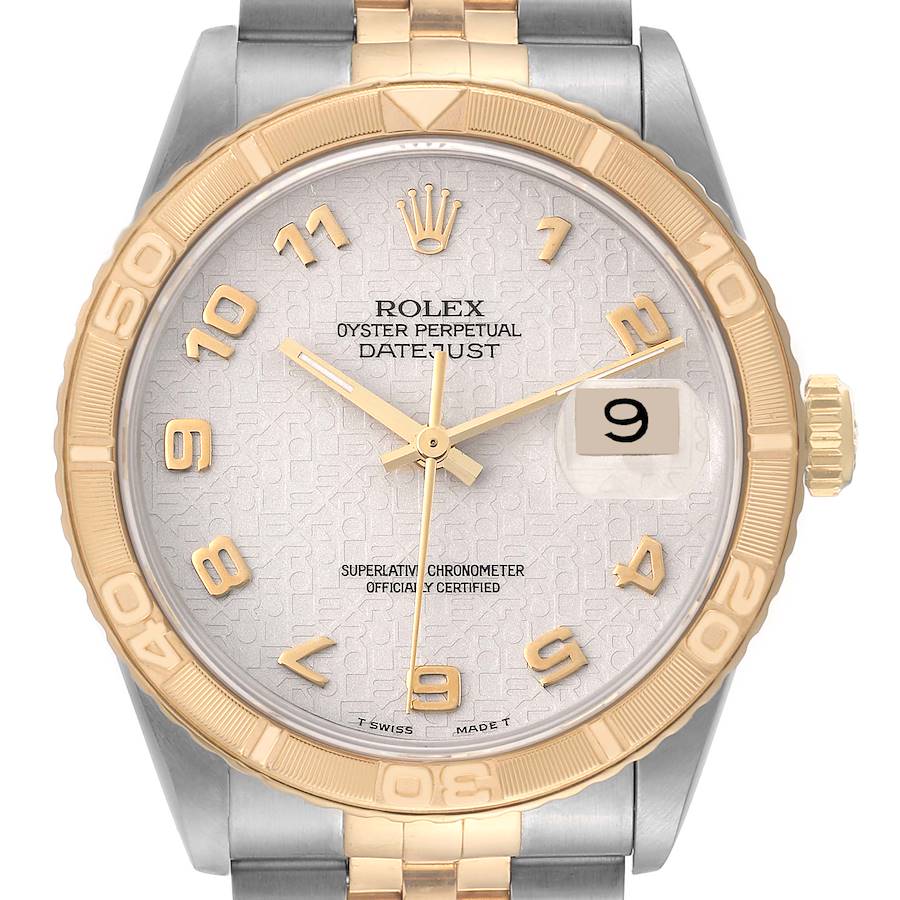 Rolex Datejust Turnograph Steel Yellow Gold Ivory Dial Mens Watch 16263 SwissWatchExpo