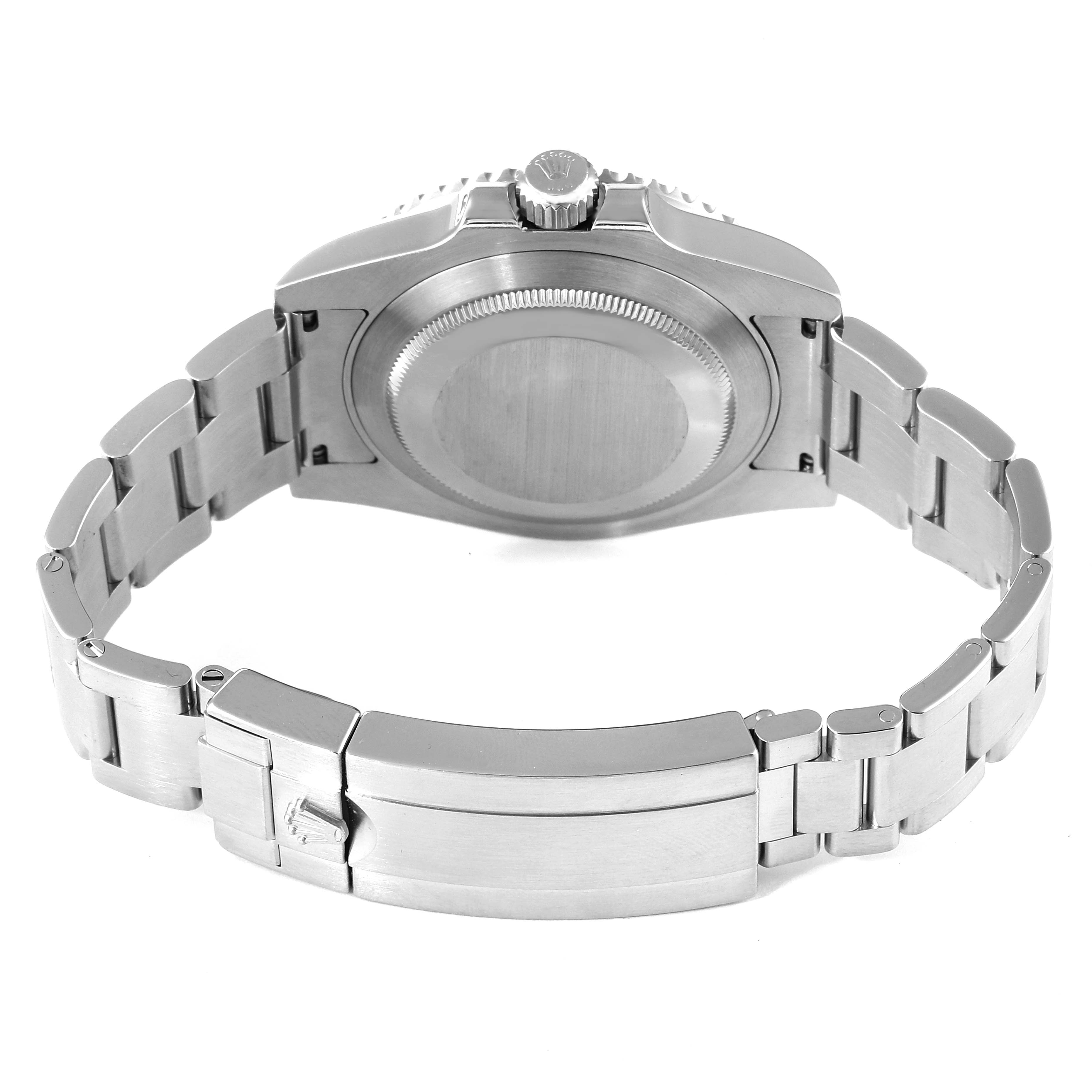 The image shows the back case and bracelet of a Rolex Submariner 114060 Men
s Stainless Steel Black Dial 114060 Men
s Stainless Steel Black Dial watch from a rear angle.