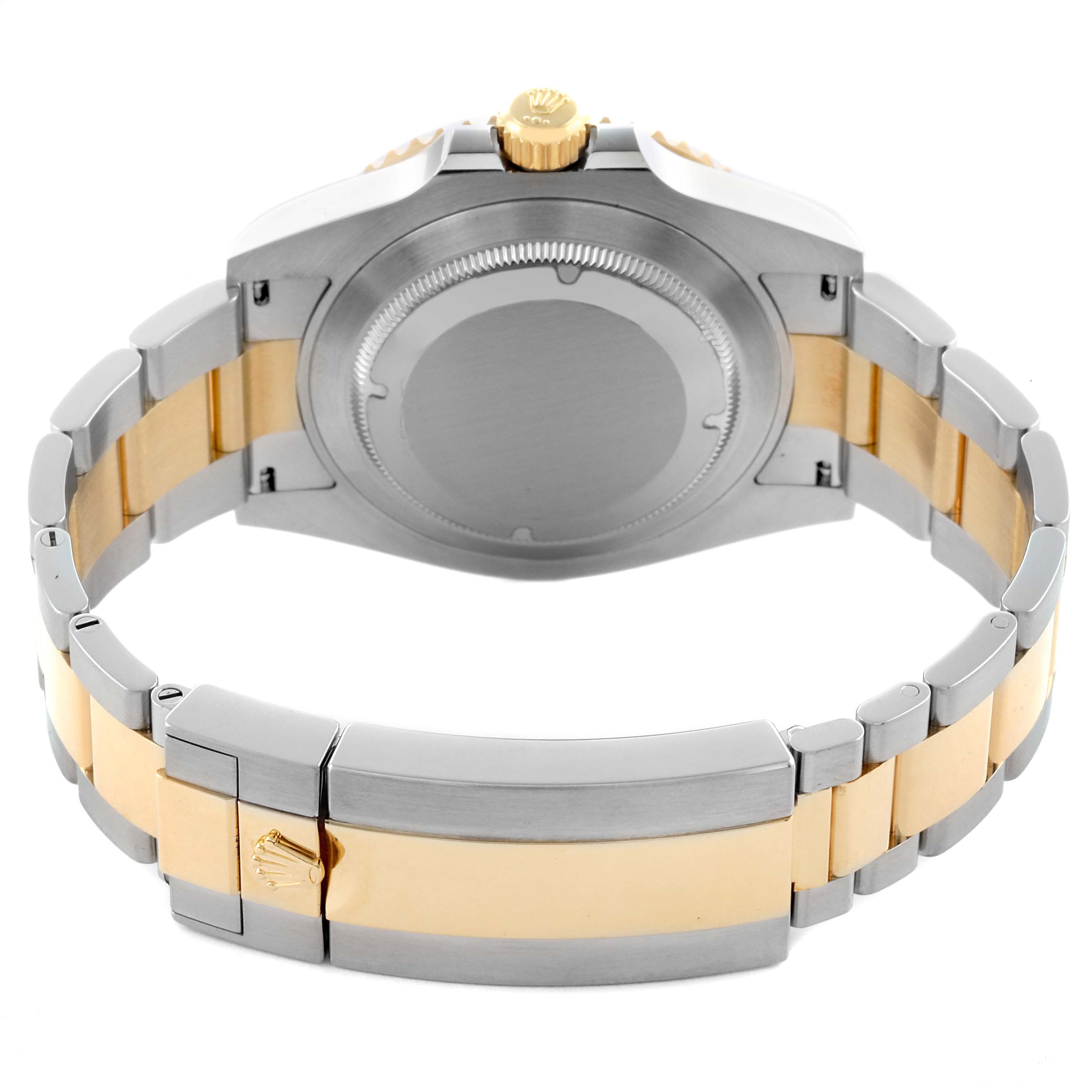 The image shows the back and clasp of a Rolex Submariner 126613LB Men's Steel and Gold (two tone) Blue Dial 126613LB Men's Steel and Gold (two tone) Blue Dial, highlighting the gold and steel bracelet.
