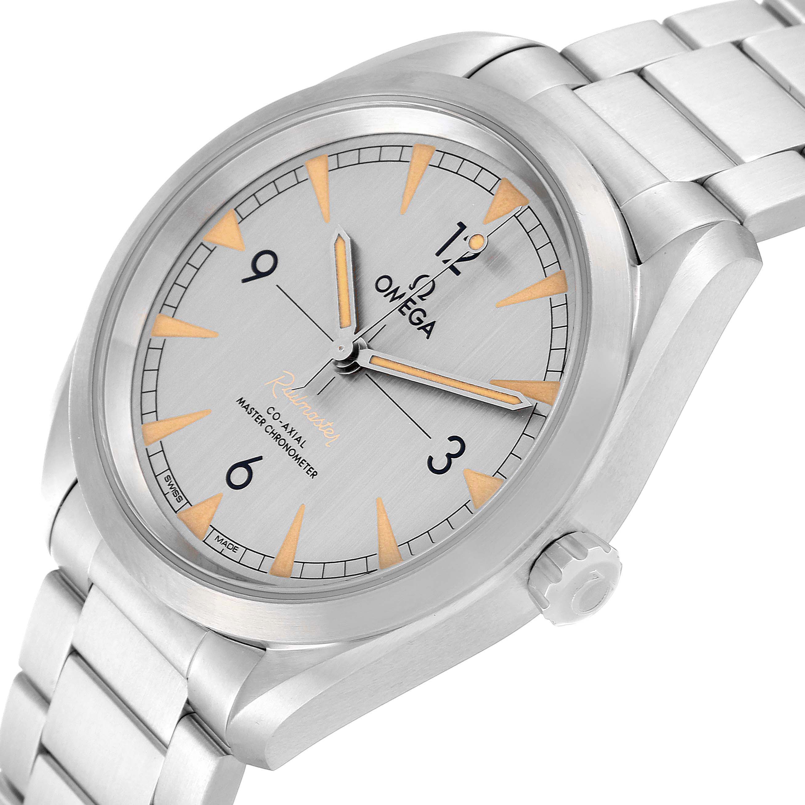 The image shows a close-up view of the Omega Seamaster 220.10.40.20.06.001 Men
s Stainless Steel Grey Dial 220.10.40.20.06.001 Men
s Stainless Steel Grey Dial watch, displaying the face, crown, and part of the bracelet.