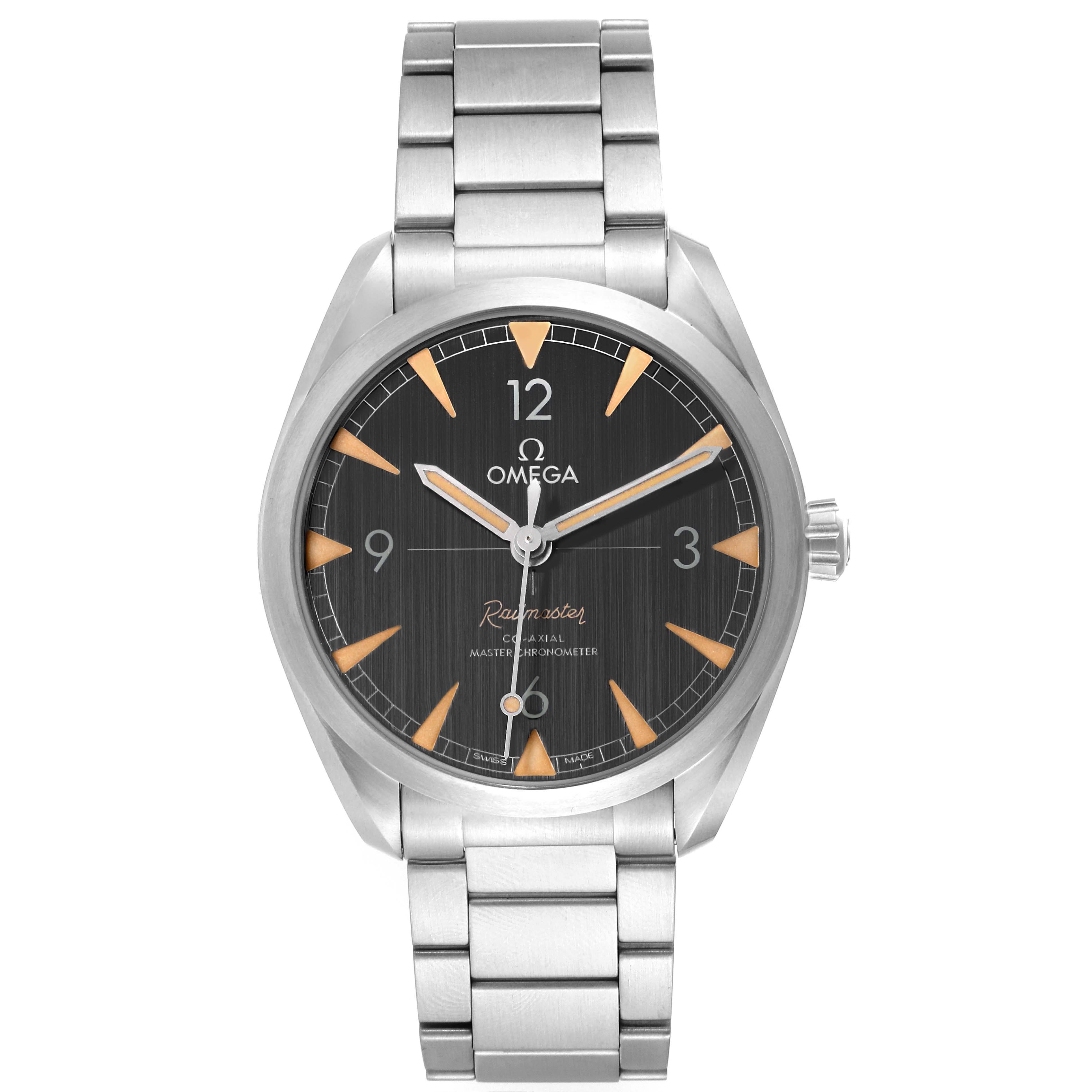 The image shows a front view of an Omega Seamaster 220.10.40.20.01.001 Men
s Stainless Steel Black Dial 220.10.40.20.01.001 Men
s Stainless Steel Black Dial watch, displaying the dial, hands, and stainless steel bracelet.