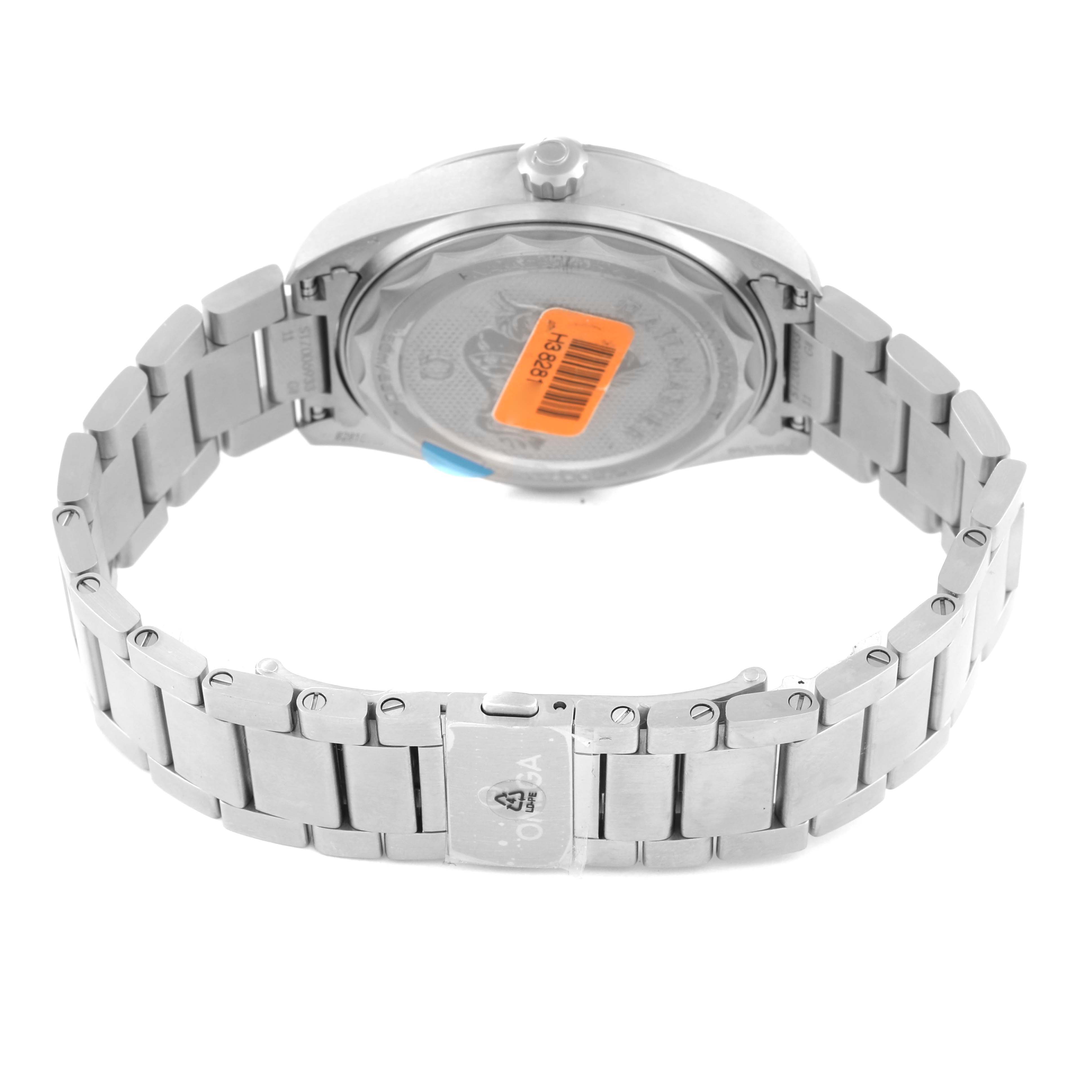 The image shows the back and bracelet of the Omega Seamaster 220.10.40.20.03.001 Men
s Stainless Steel Blue Dial 220.10.40.20.03.001 Men
s Stainless Steel Blue Dial watch from a rear angle.