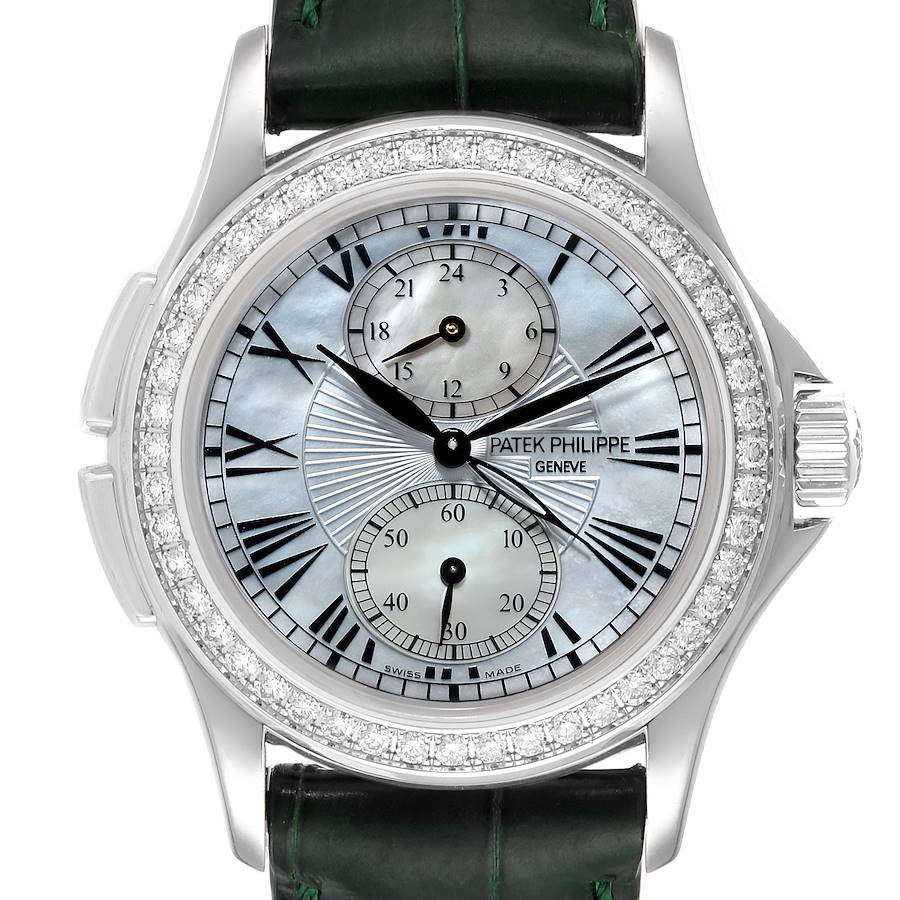 NOT FOR SALE Patek Philippe Calatrava Travel Time White Gold MOP Diamond Watch 4934 Papers PARTIAL PAYMENT SwissWatchExpo