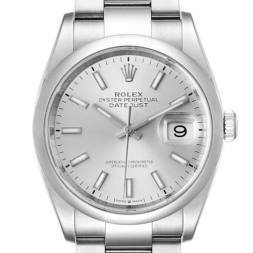 Photo of Rolex Datejust 36 Silver Dial Domed Bezel Mens Watch 126200 Unworn