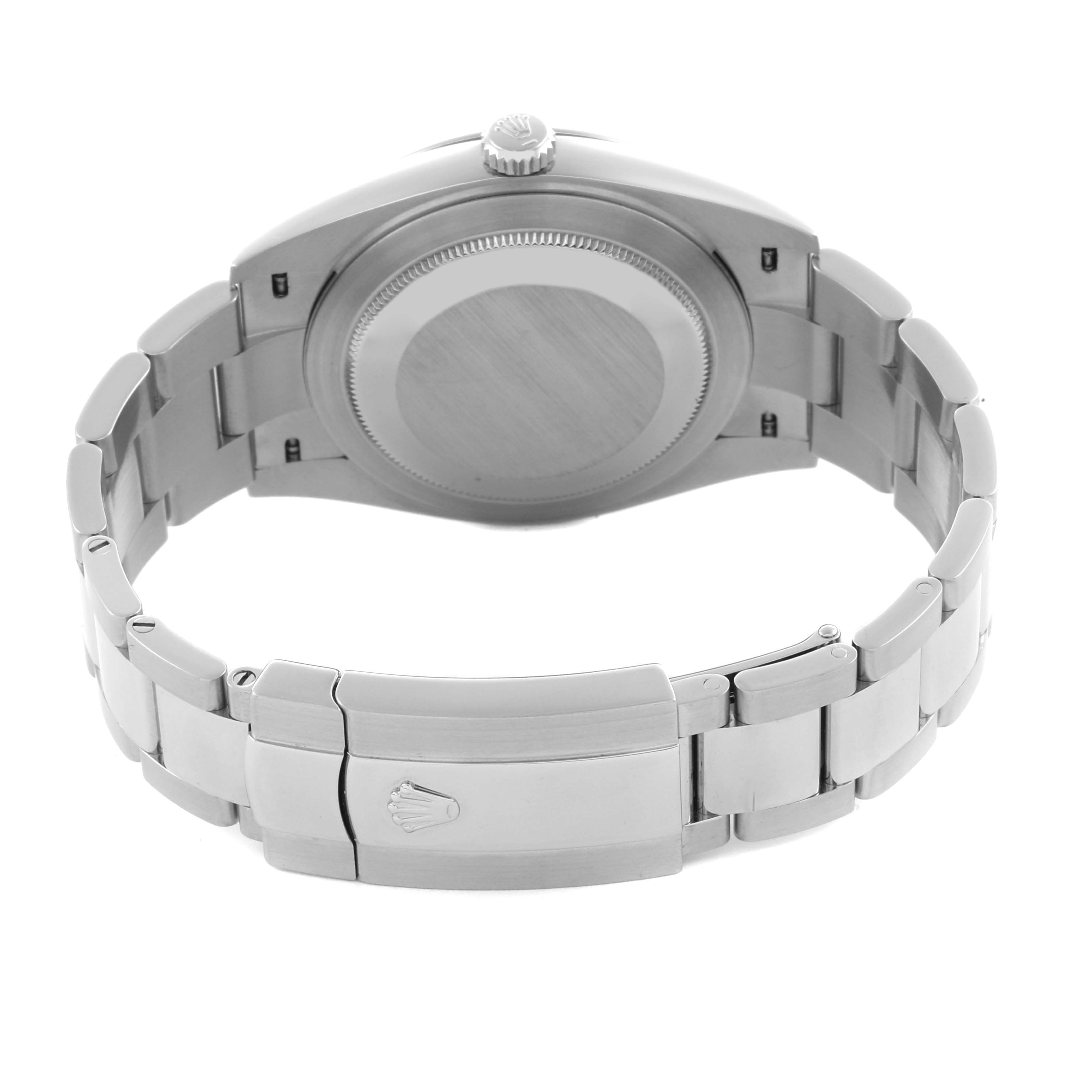 The image shows the back view of a Rolex Datejust 41 126300 Men's Stainless Steel Black Dial 126300 Men's Stainless Steel Black Dial watch, highlighting the case back and metal bracelet clasp.