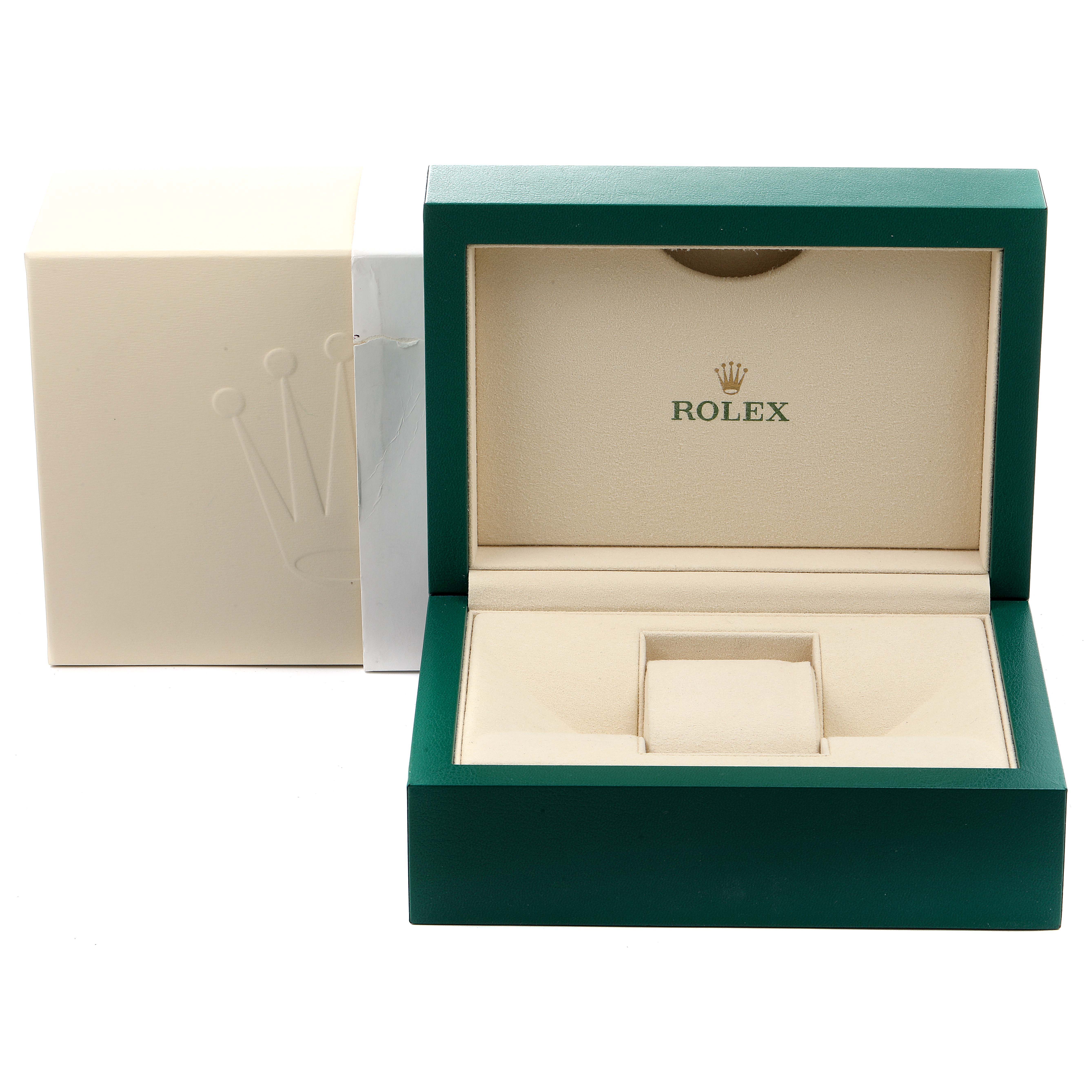 The image shows the opened and closed boxes for a Rolex Datejust 41 126334 Men's Stainless Steel Grey Dial 126334 Men's Stainless Steel Grey Dial watch.