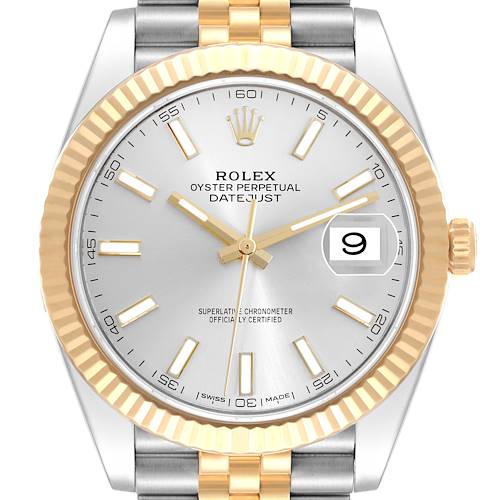 Photo of Rolex Datejust 41 Steel Yellow Gold Silver Dial Mens Watch 126333 Box Card