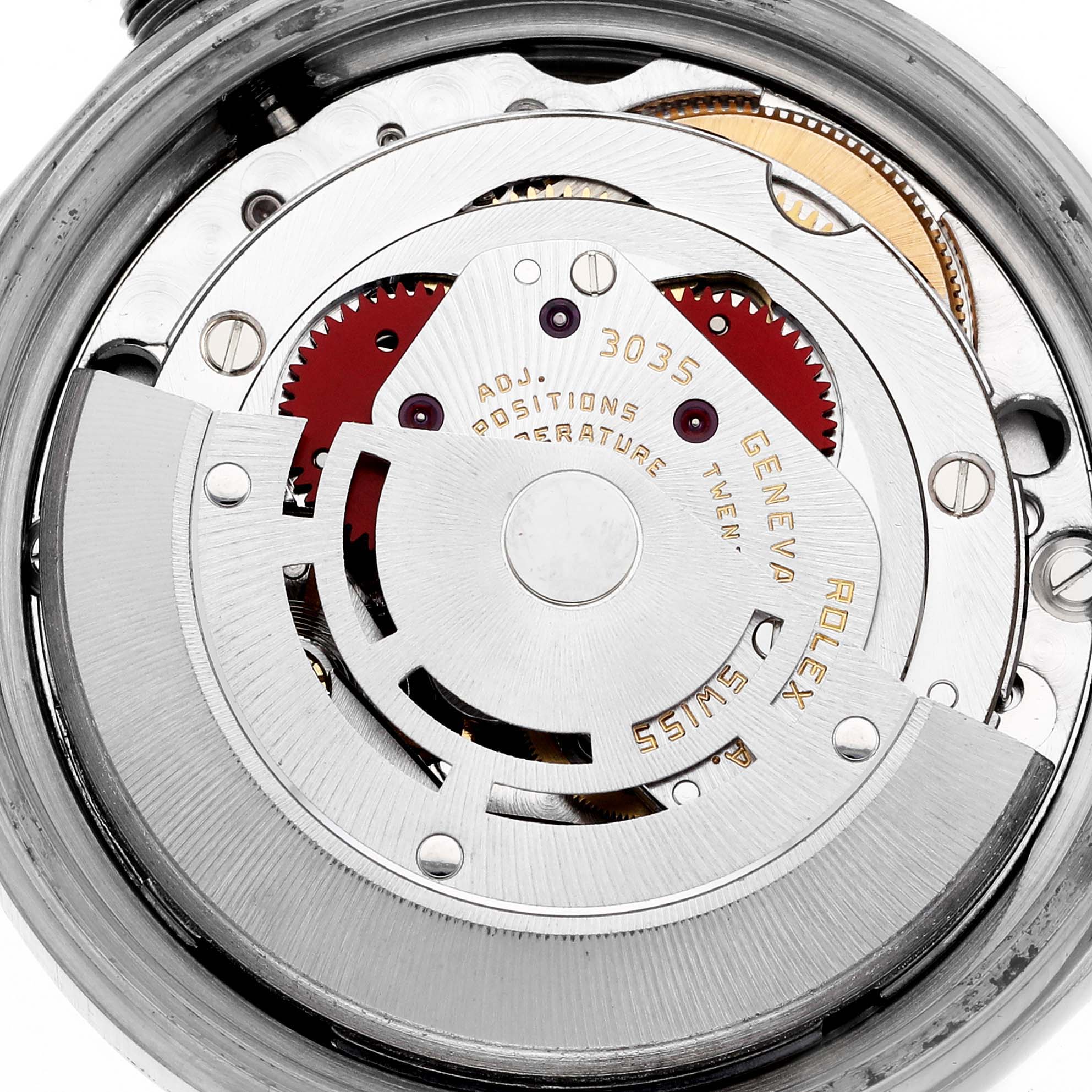 The image shows the intricate internal movement of the Rolex Vintage Collection 16014 Men's Stainless Steel Silver Dial 16014 Men's Stainless Steel Silver Dial watch from a top-down angle.