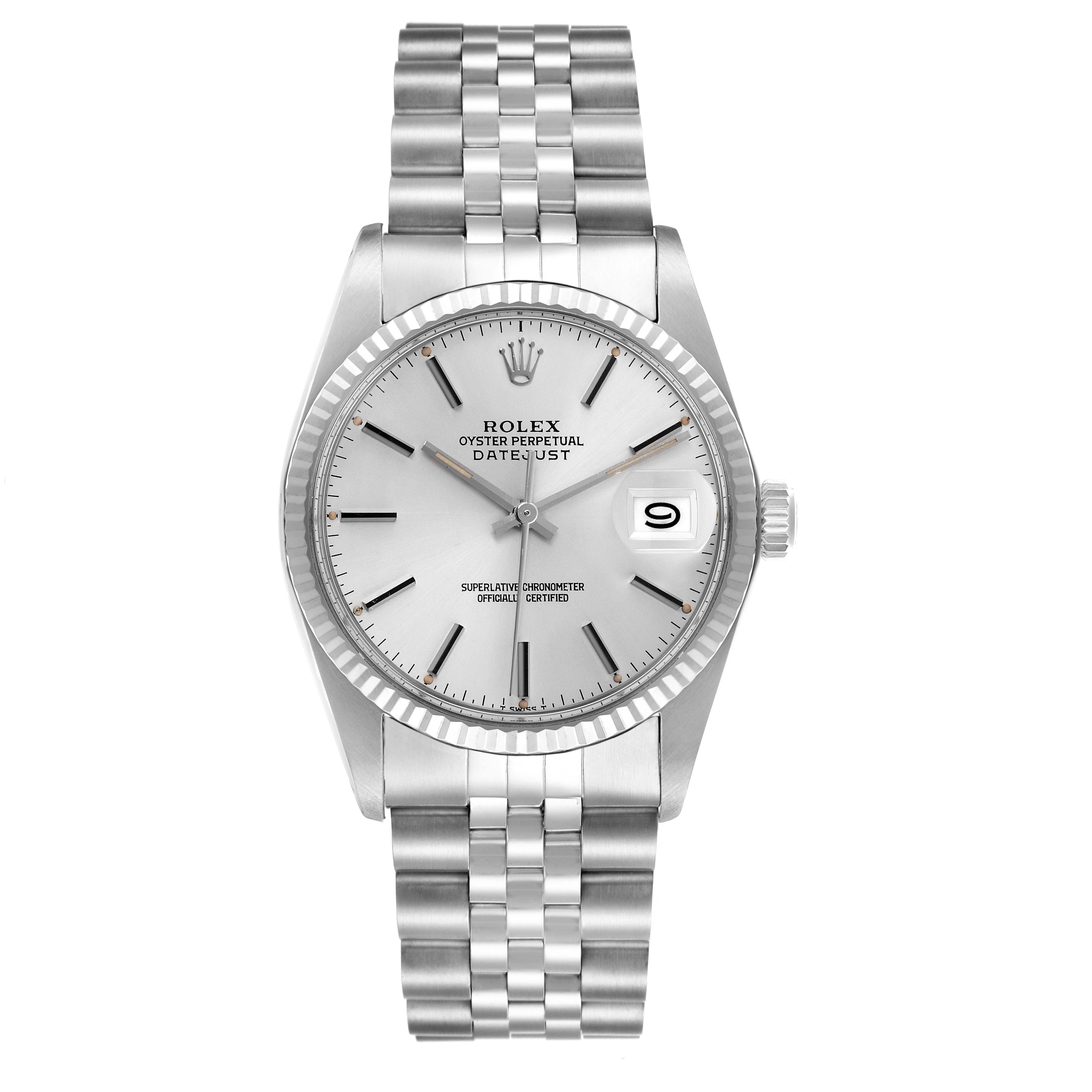 The Rolex Vintage Collection 16014 Men's Stainless Steel Silver Dial 16014 Men's Stainless Steel Silver Dial watch is shown from the front, displaying the dial, hands, bezel, and bracelet.