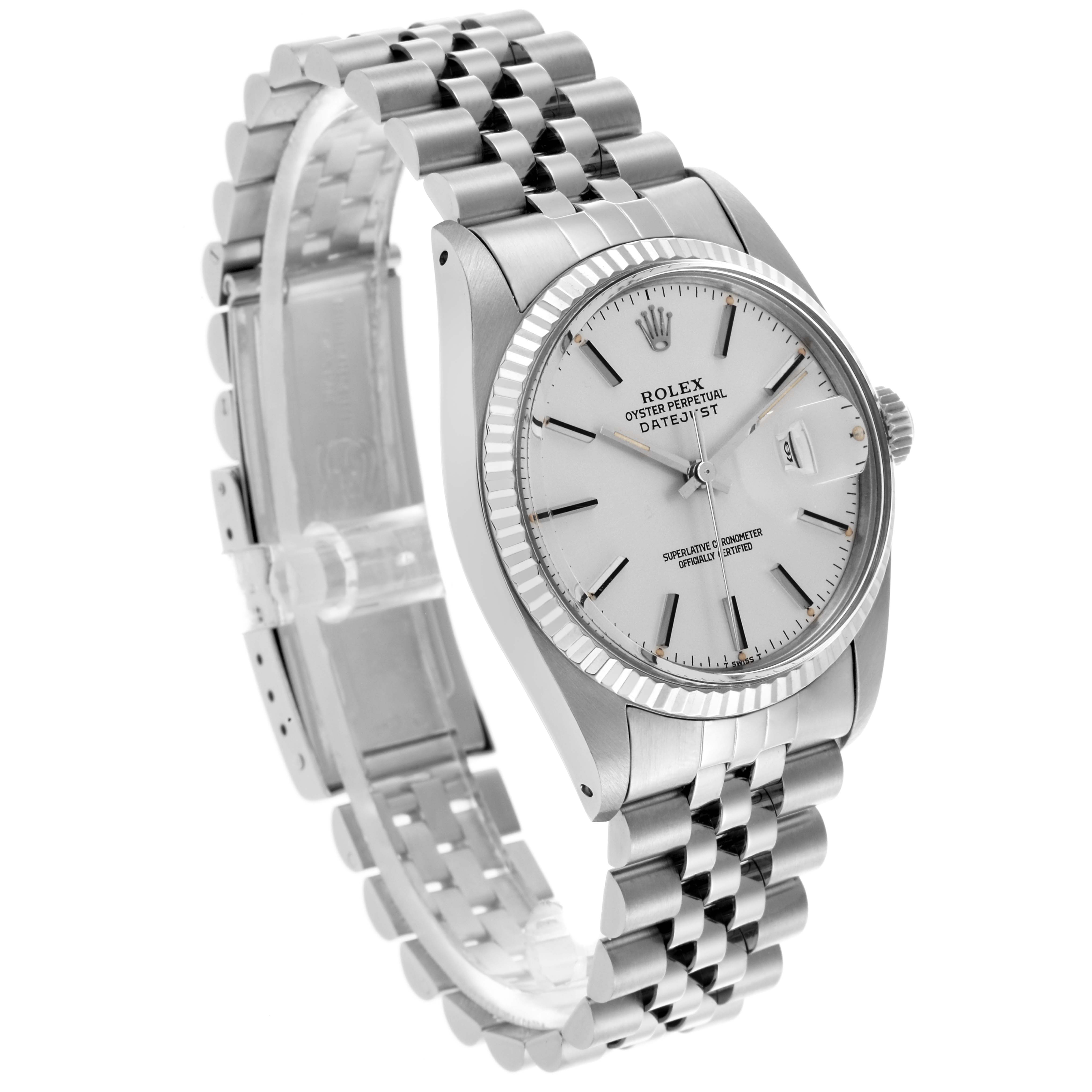 The Rolex Vintage Collection 16014 Men's Stainless Steel Silver Dial 16014 Men's Stainless Steel Silver Dial model is shown at a three-quarter angle, displaying the dial, bezel, crown, and bracelet.