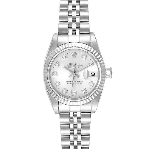Photo of Rolex Datejust Steel White Gold Silver Diamond Dial Ladies Watch 69174