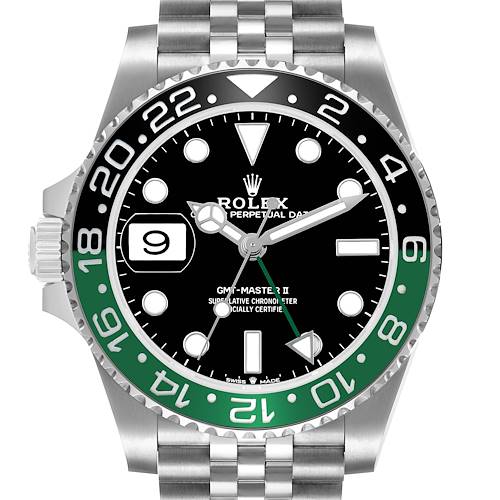 Photo of Rolex GMT Master II Steel Sprite Green Black Bezel Mens Watch 126720 Card