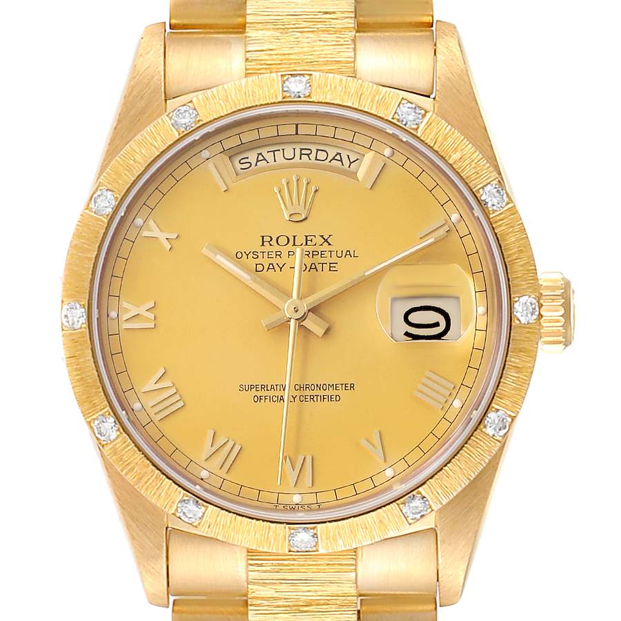 Rolex President Day-Date Yellow Gold Diamond Mens Watch 18108 SwissWatchExpo