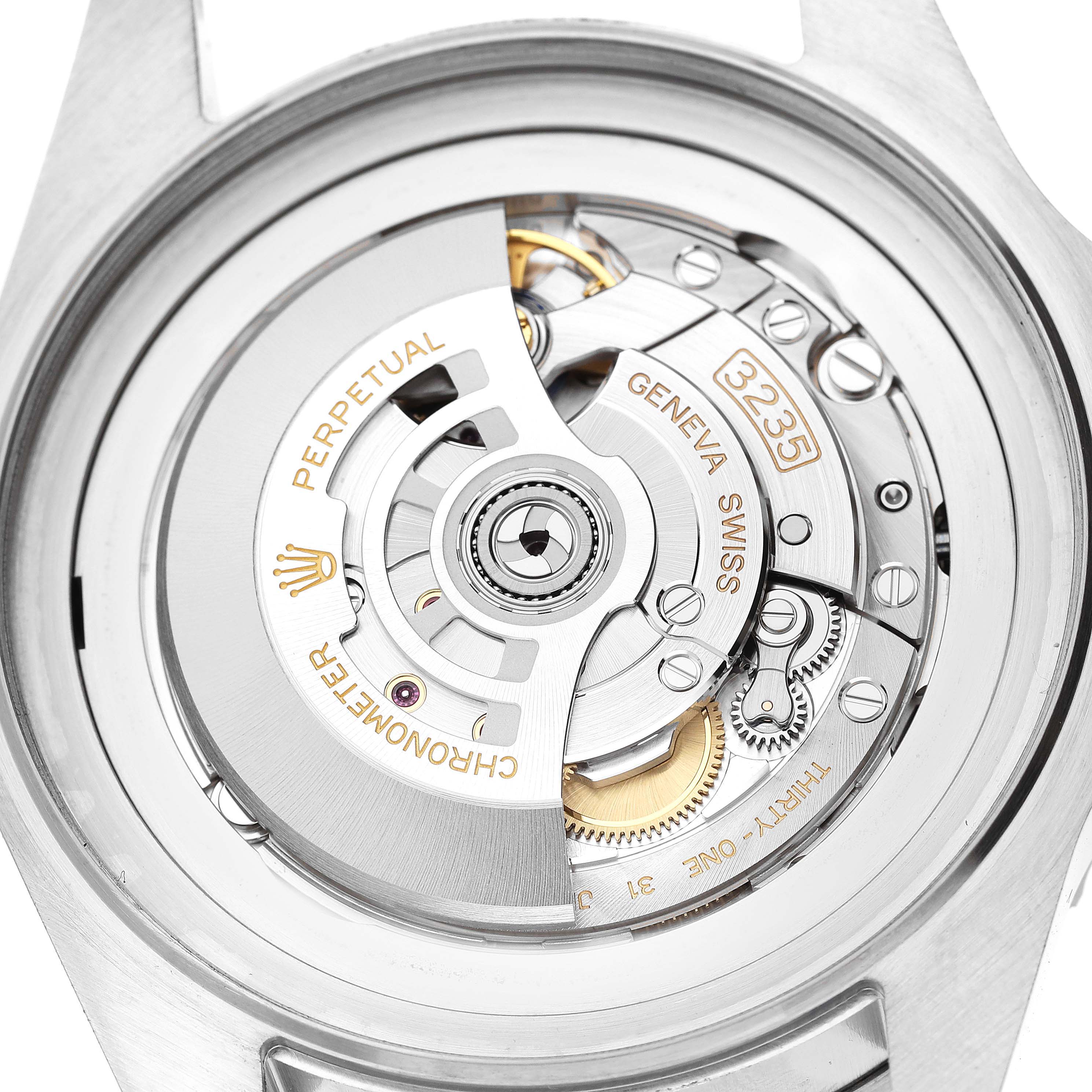 The image shows the movement and internal mechanism of a Rolex Sea-Dweller 126660 Men
s Stainless Steel Black Dial 126660 Men
s Stainless Steel Black Dial watch from the back view.