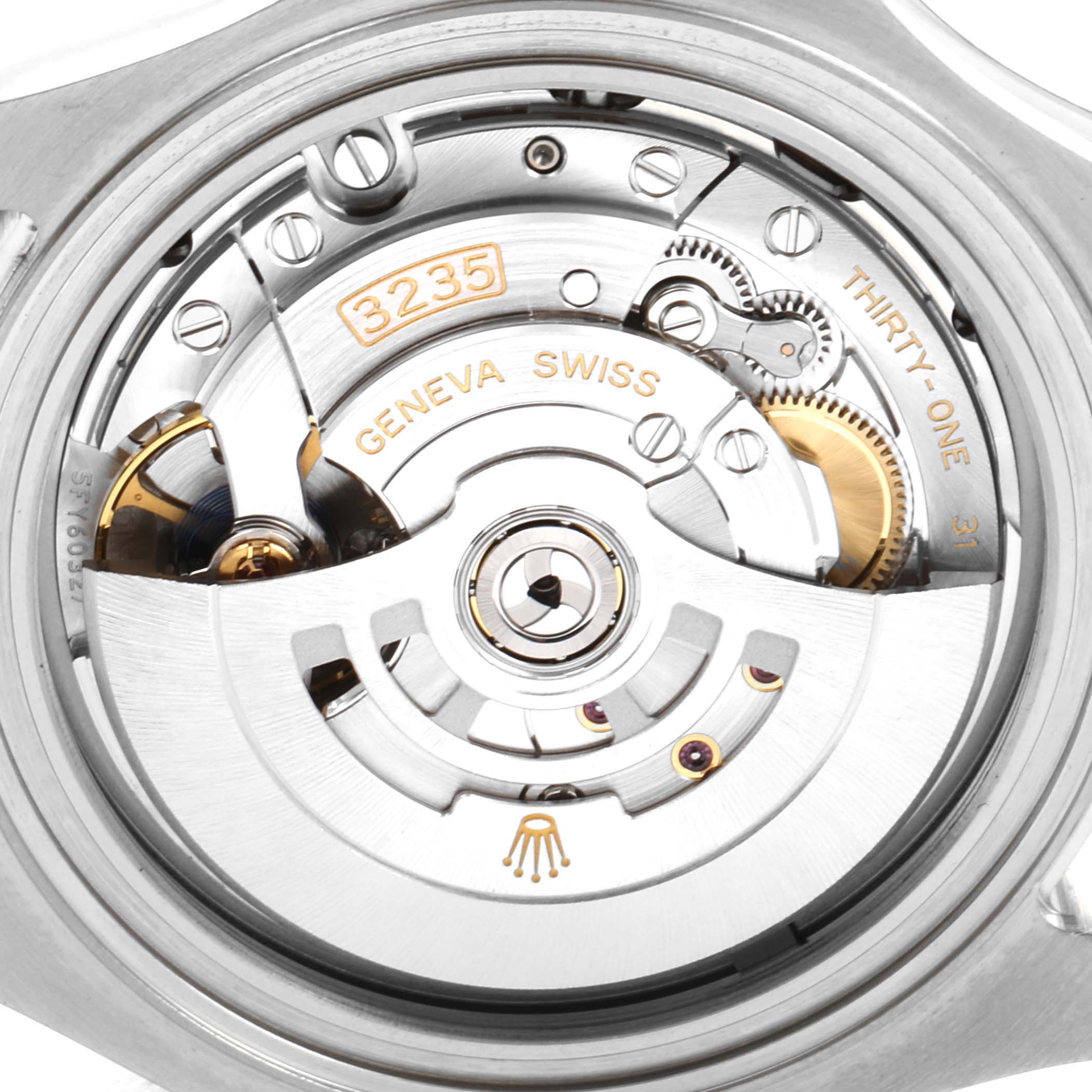 The image shows the intricate internal mechanical movement of a Rolex Yacht-Master 126622 Men
s Stainless Steel Blue Dial 126622 Men
s Stainless Steel Blue Dial, highlighting the Caliber 3235.