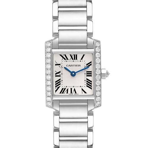 Photo of Cartier Tank Francaise 18K White Gold Diamond Ladies Watch WE1002S3 Box Card