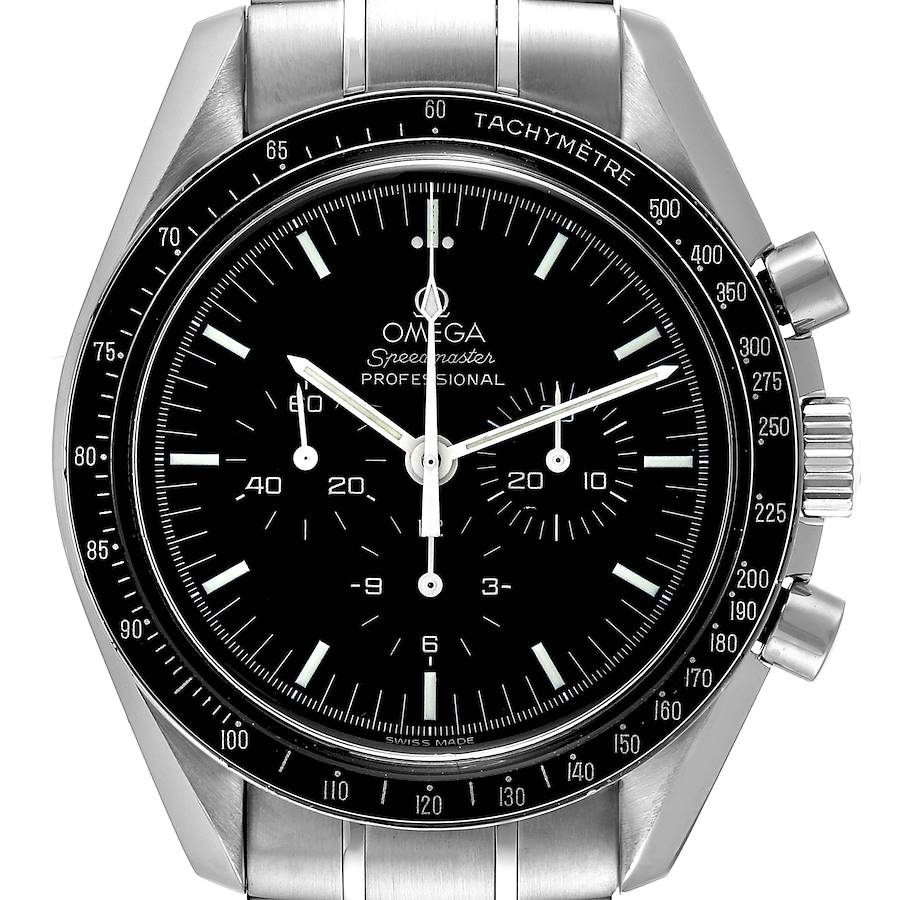 Omega Speedmaster MoonWatch Chronograph Black Dial Watch 3570.50.00 Box Card SwissWatchExpo