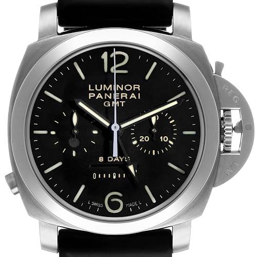 Photo of Panerai Luminor 1950 8 Day GMT Steel Mens Watch PAM00275 Box Papers