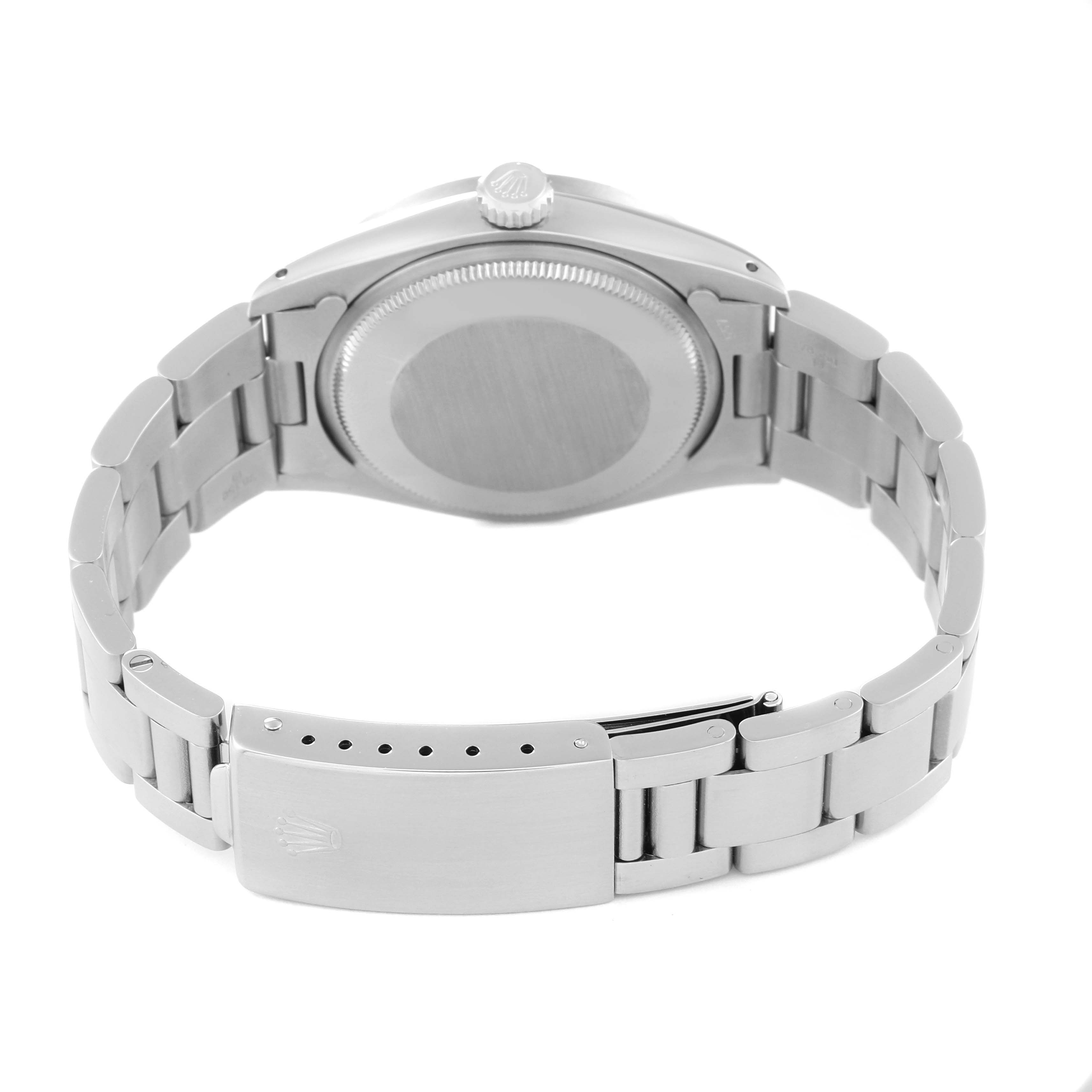 This image shows the back and bracelet clasp of a Rolex Vintage Collection 1501 Men's Stainless Steel Silver Dial 1501 Men's Stainless Steel Silver Dial watch at a rear angle.