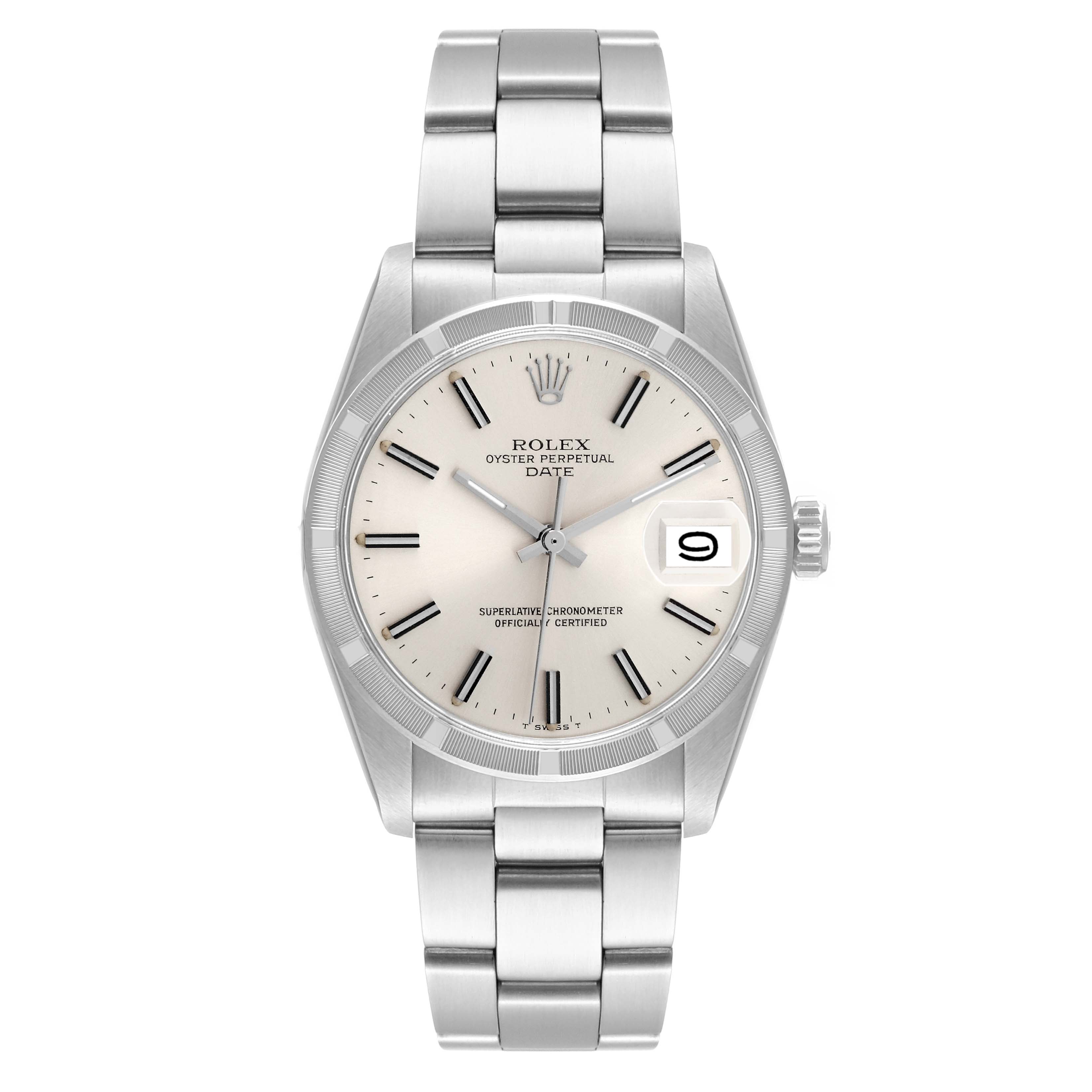 This Rolex Vintage Collection 1501 Men's Stainless Steel Silver Dial 1501 Men's Stainless Steel Silver Dial model is shown from a top-down angle, displaying its face, bracelet, and crown.