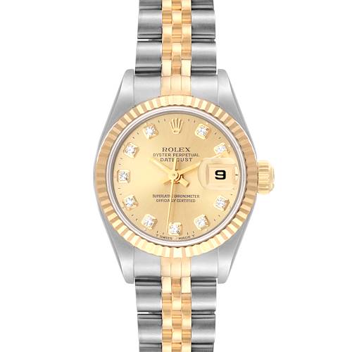 Photo of Rolex Datejust Diamond Dial Steel Yellow Gold Ladies Watch 69173 Box Papers