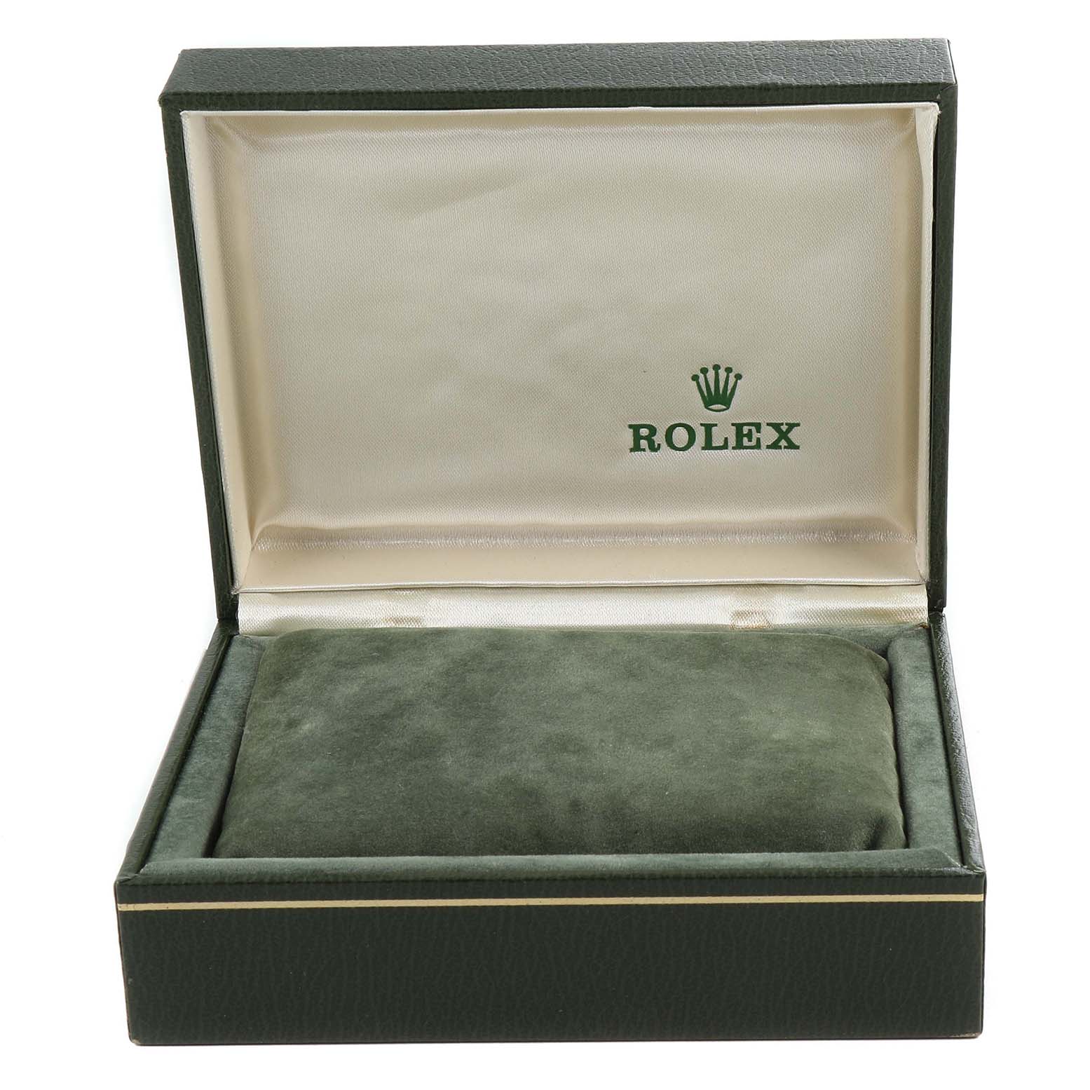 The image shows an open Rolex watch box from the Vintage Collection model.